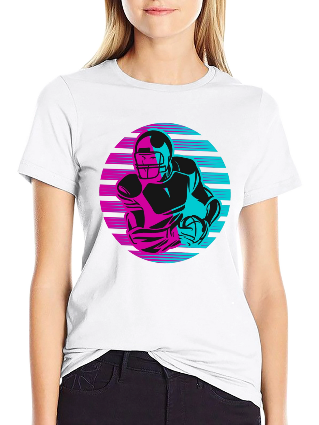 Retro Football Player Graphic Tee