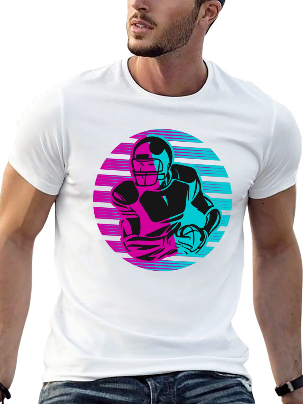 Retro Football Player Graphic Tee