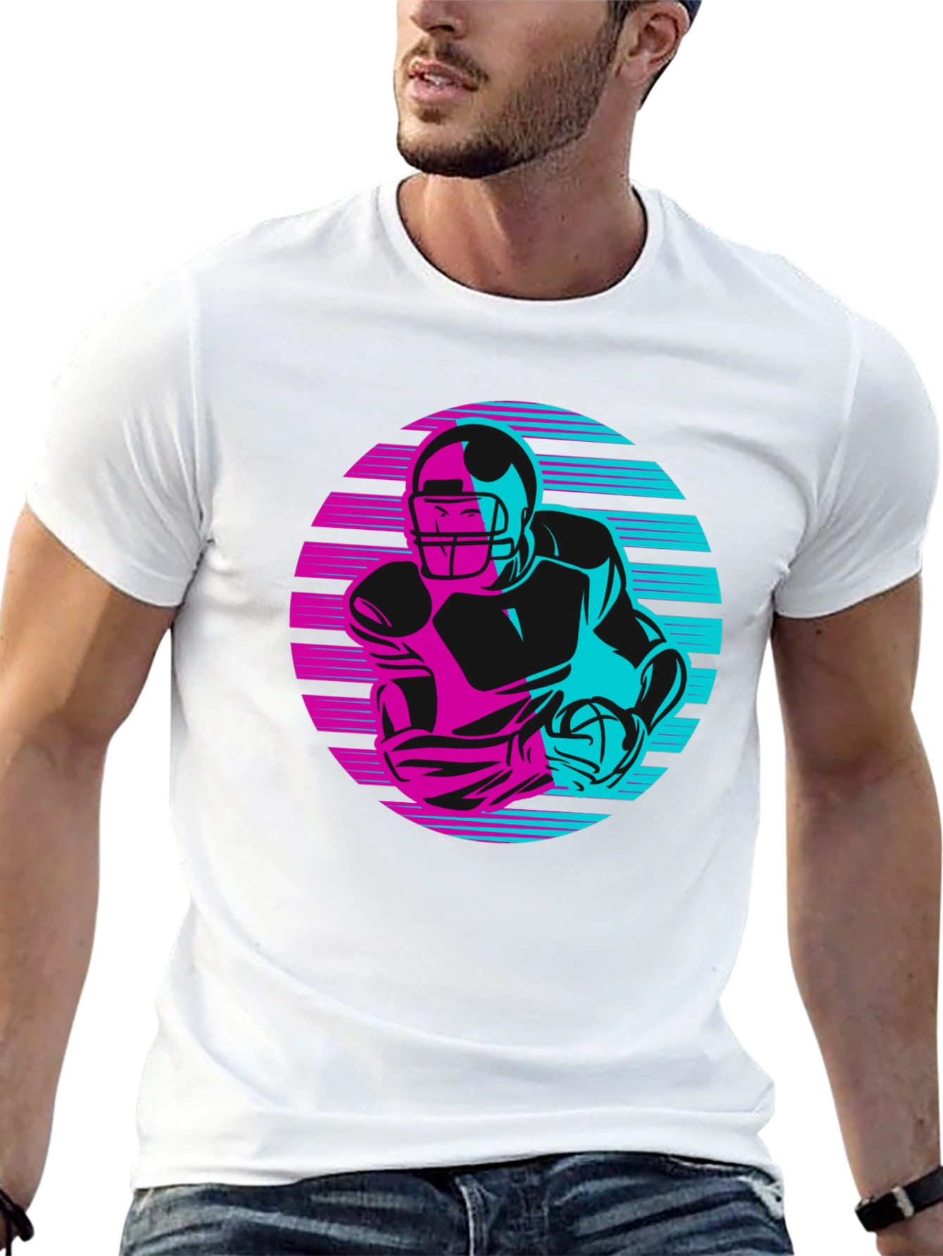 Retro Football Player Graphic Tee