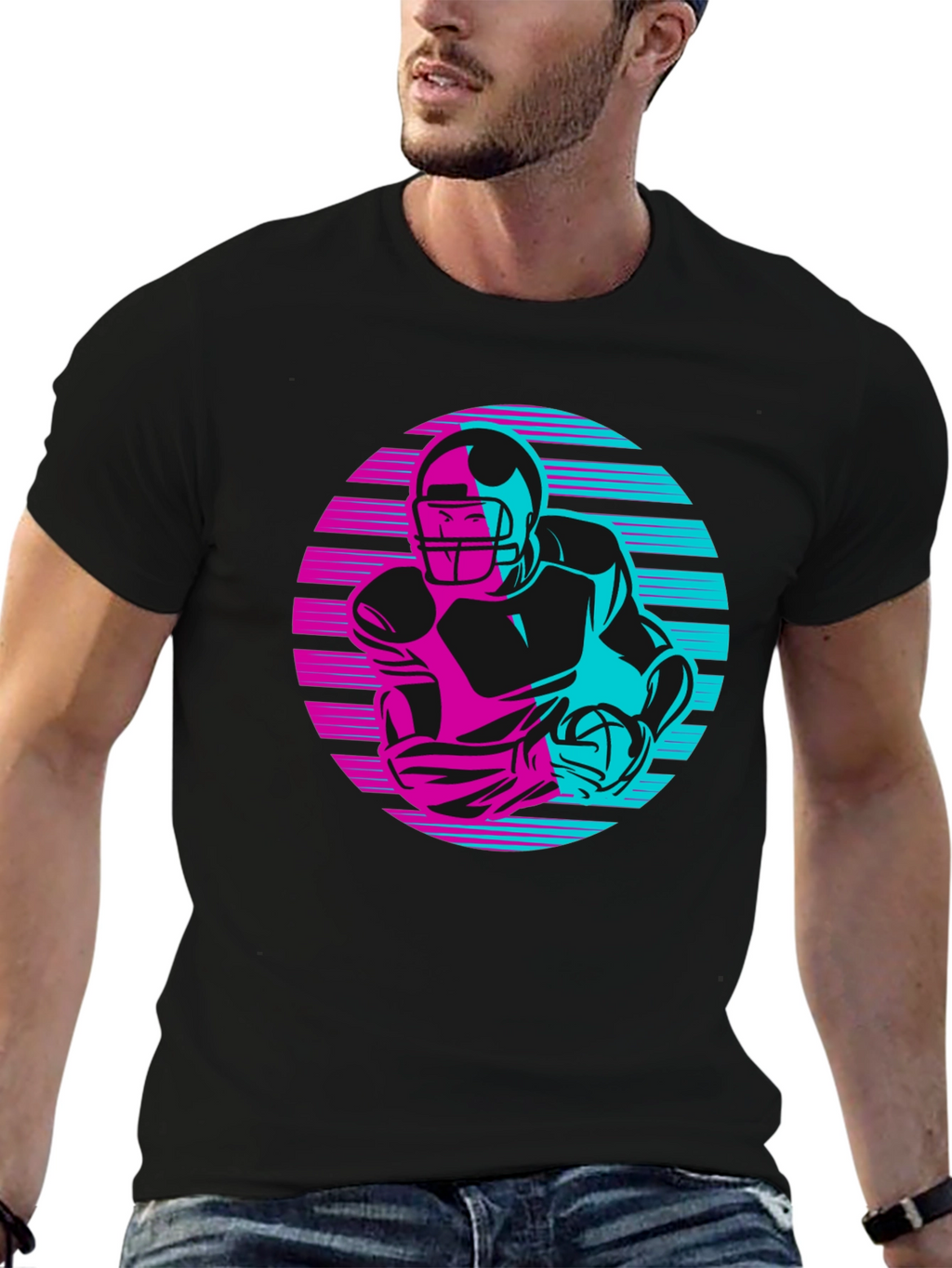 Retro Football Player Graphic Tee