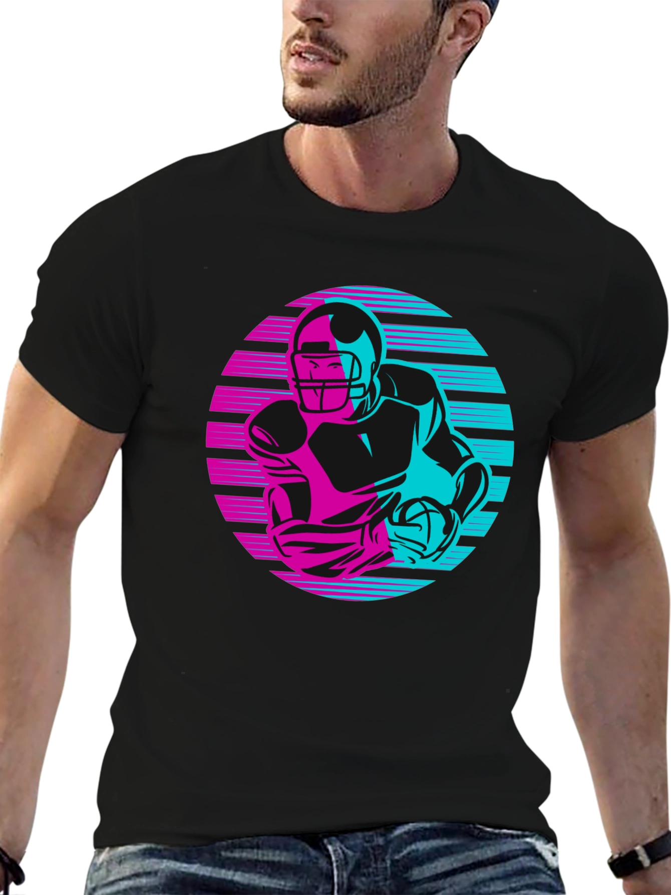 Retro Football Player Graphic Tee