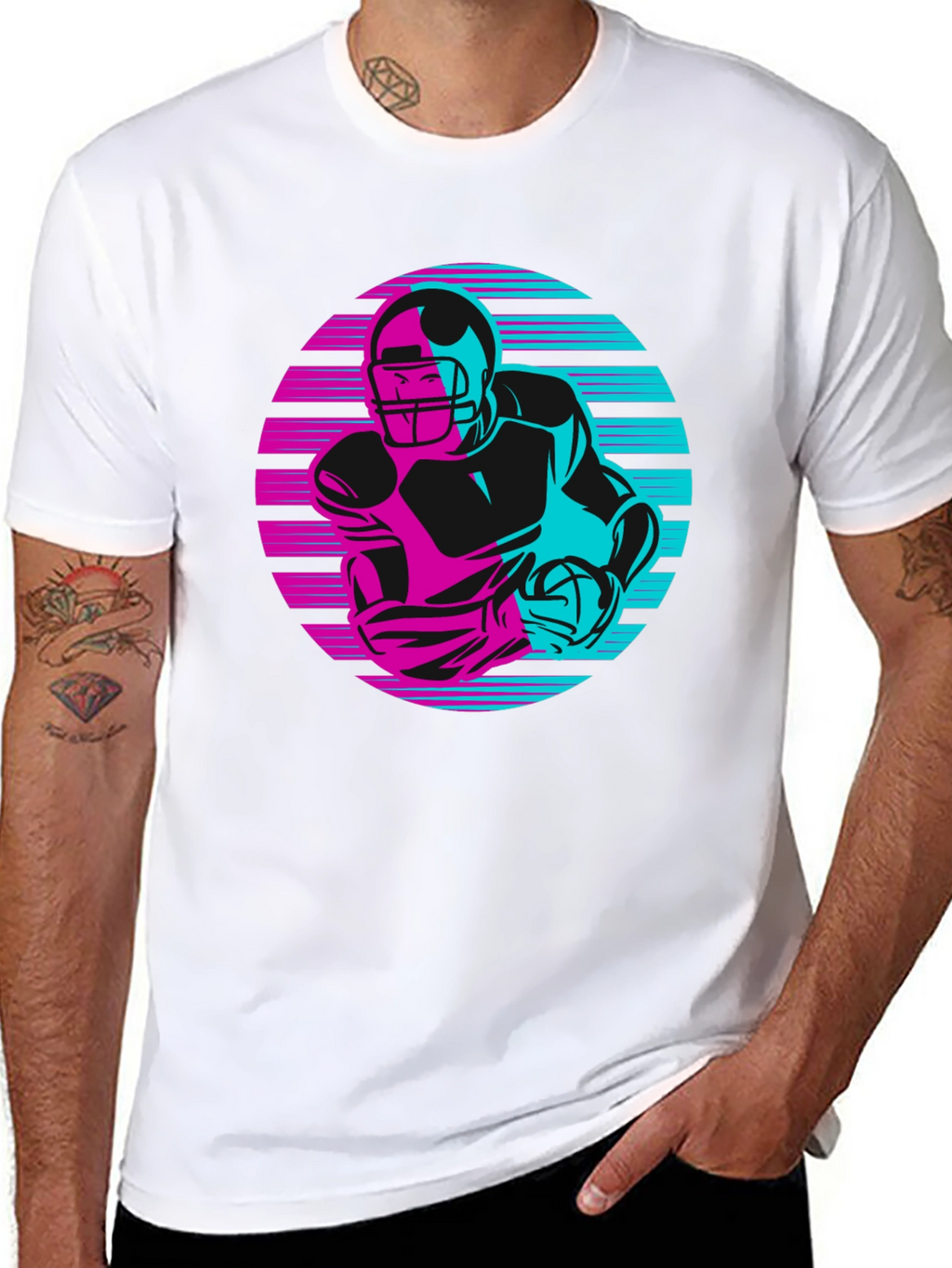 Retro Football Player Graphic Tee