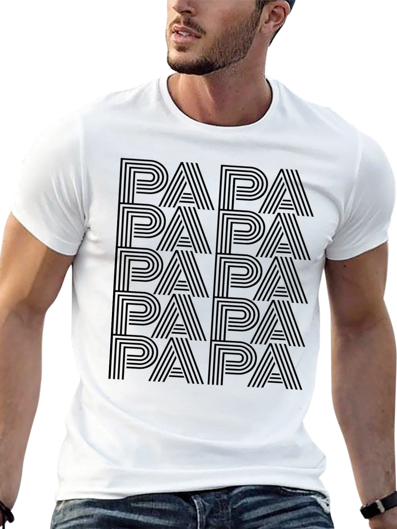 Papa Text Graphic Tee - Cool Dad Shirt