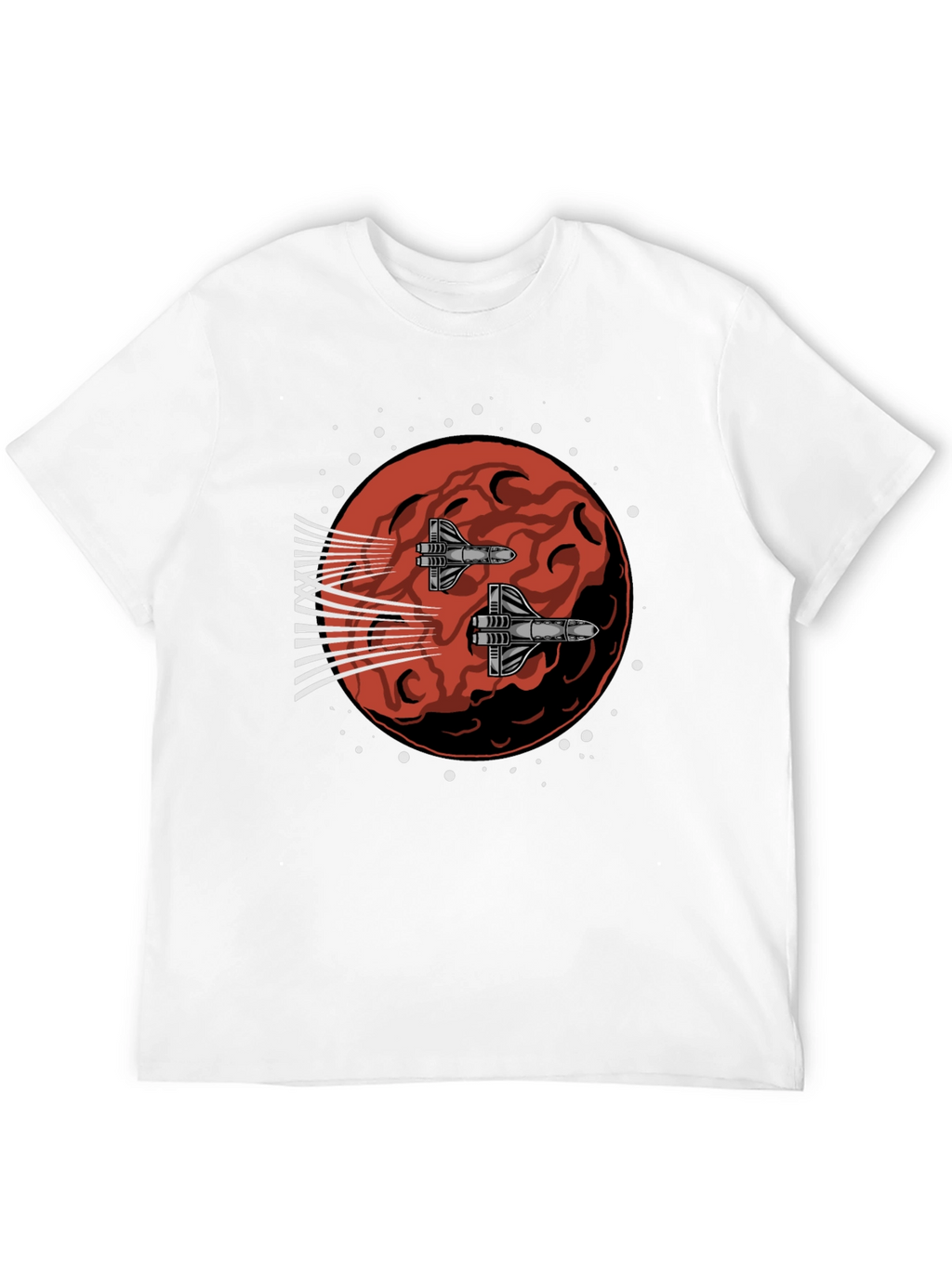 Sci-Fi Spaceship Mars Graphic Tee - Black