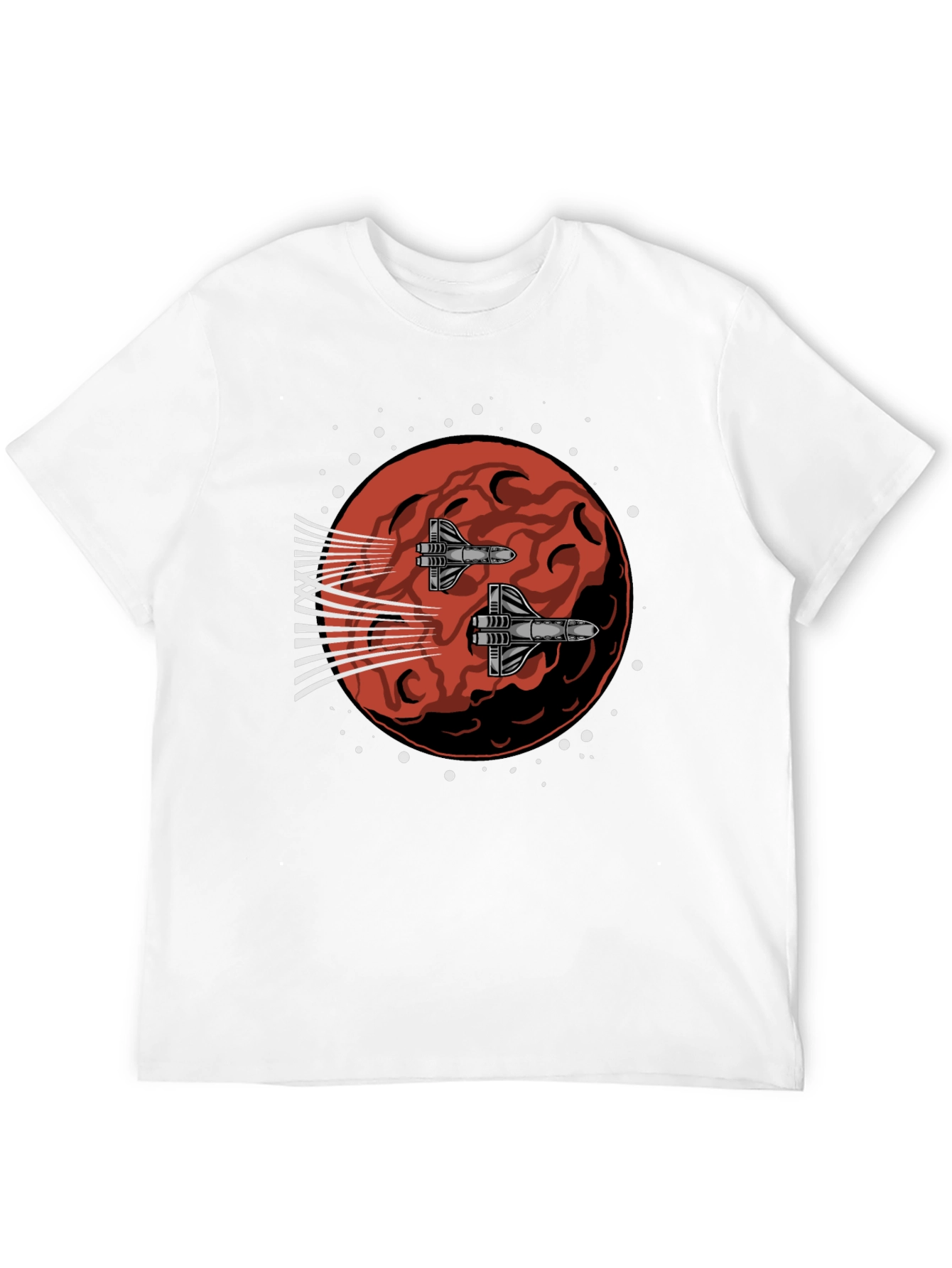 Sci-Fi Spaceship Mars Graphic Tee - Black