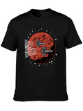 Sci-Fi Spaceship Mars Graphic Tee - Black