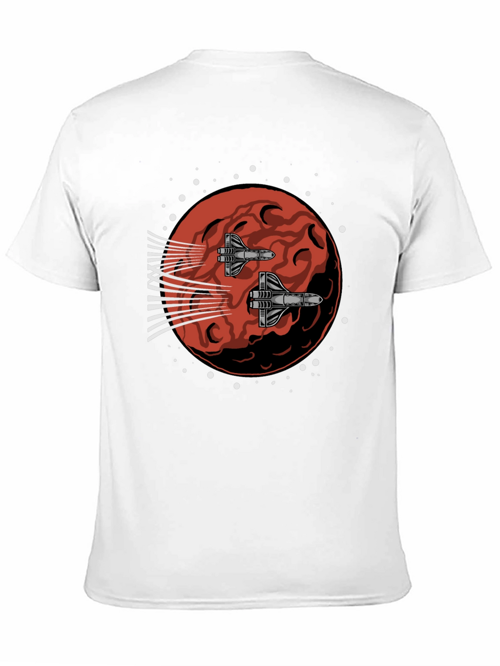 Sci-Fi Spaceship Mars Graphic Tee - Black