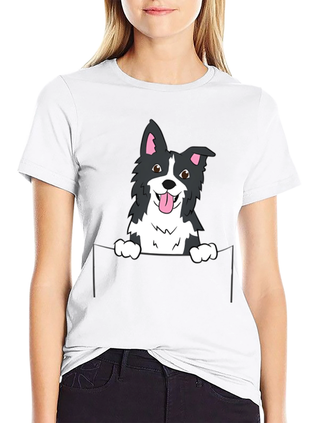 Border Collie Pocket T-Shirt - Cute Dog Tee