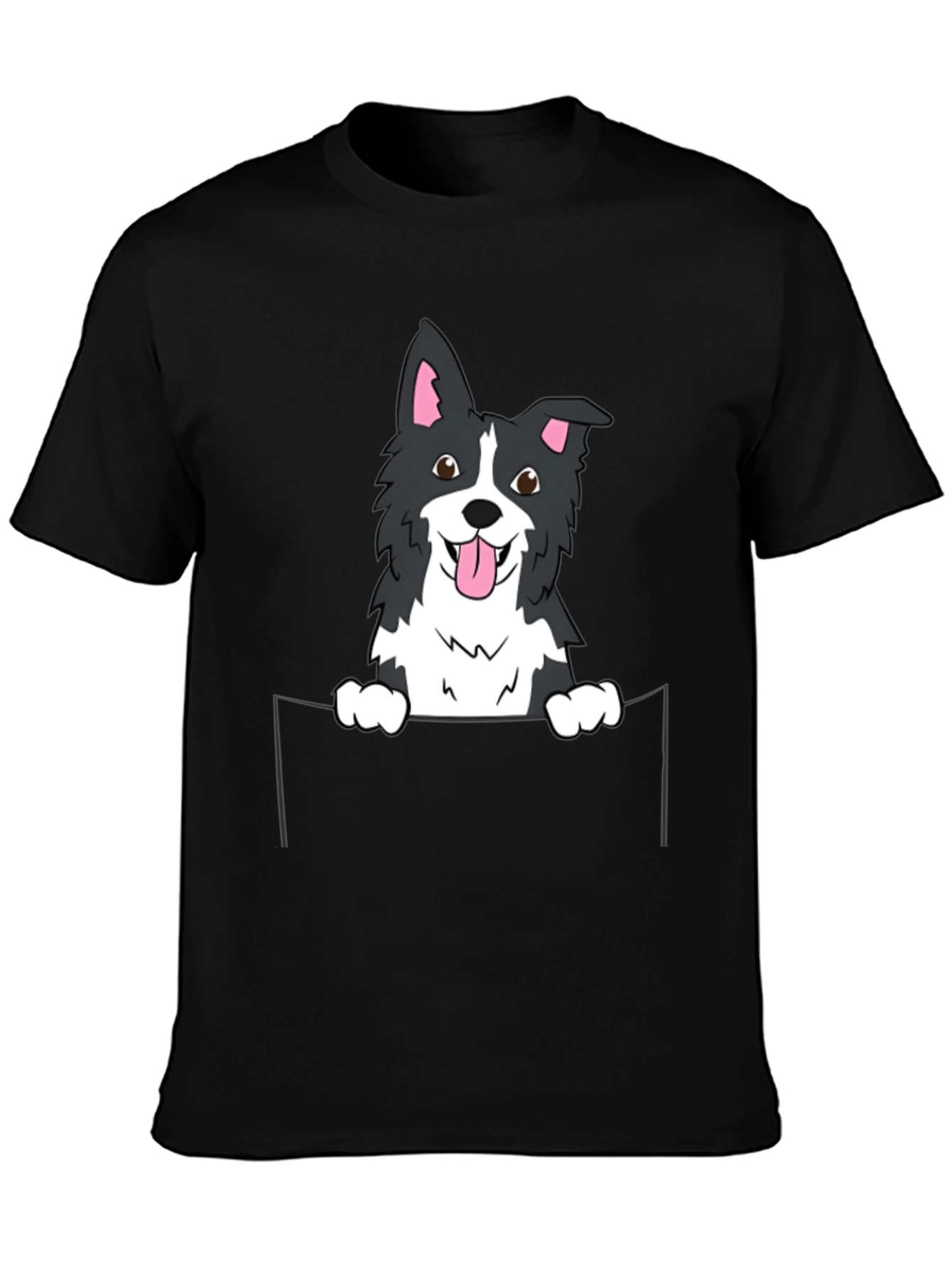 Border Collie Pocket T-Shirt - Cute Dog Tee