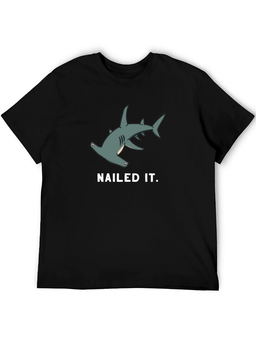 Nailed It! Hammerhead Shark Graphic Tee - Black Cotton