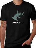 Nailed It! Hammerhead Shark Graphic Tee - Black Cotton