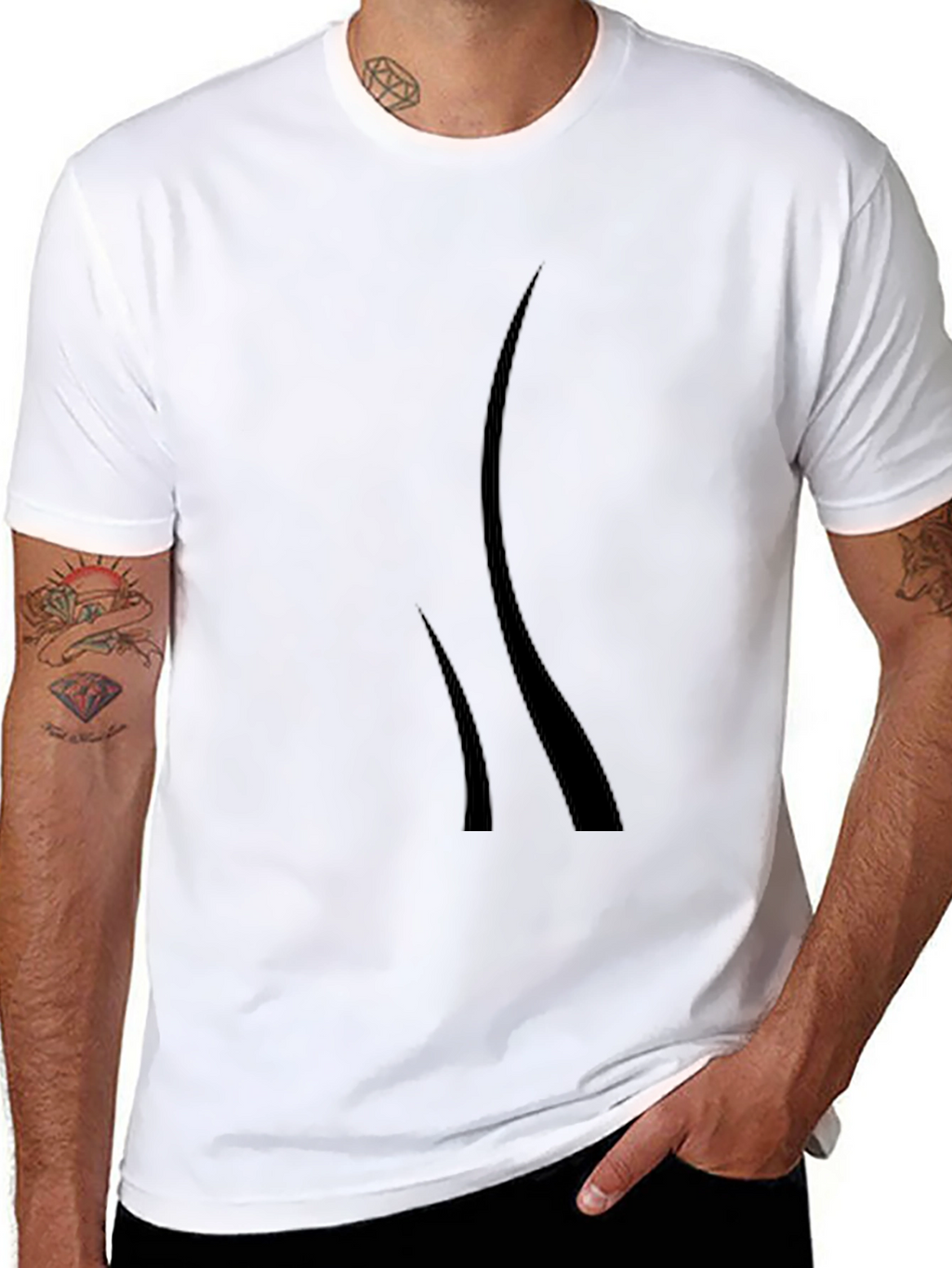 Mens Black Graphic Tee - Modern Design Casual Style