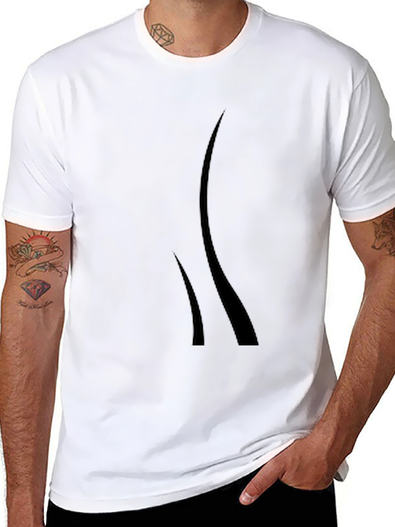 Mens Black Graphic Tee - Modern Design Casual Style