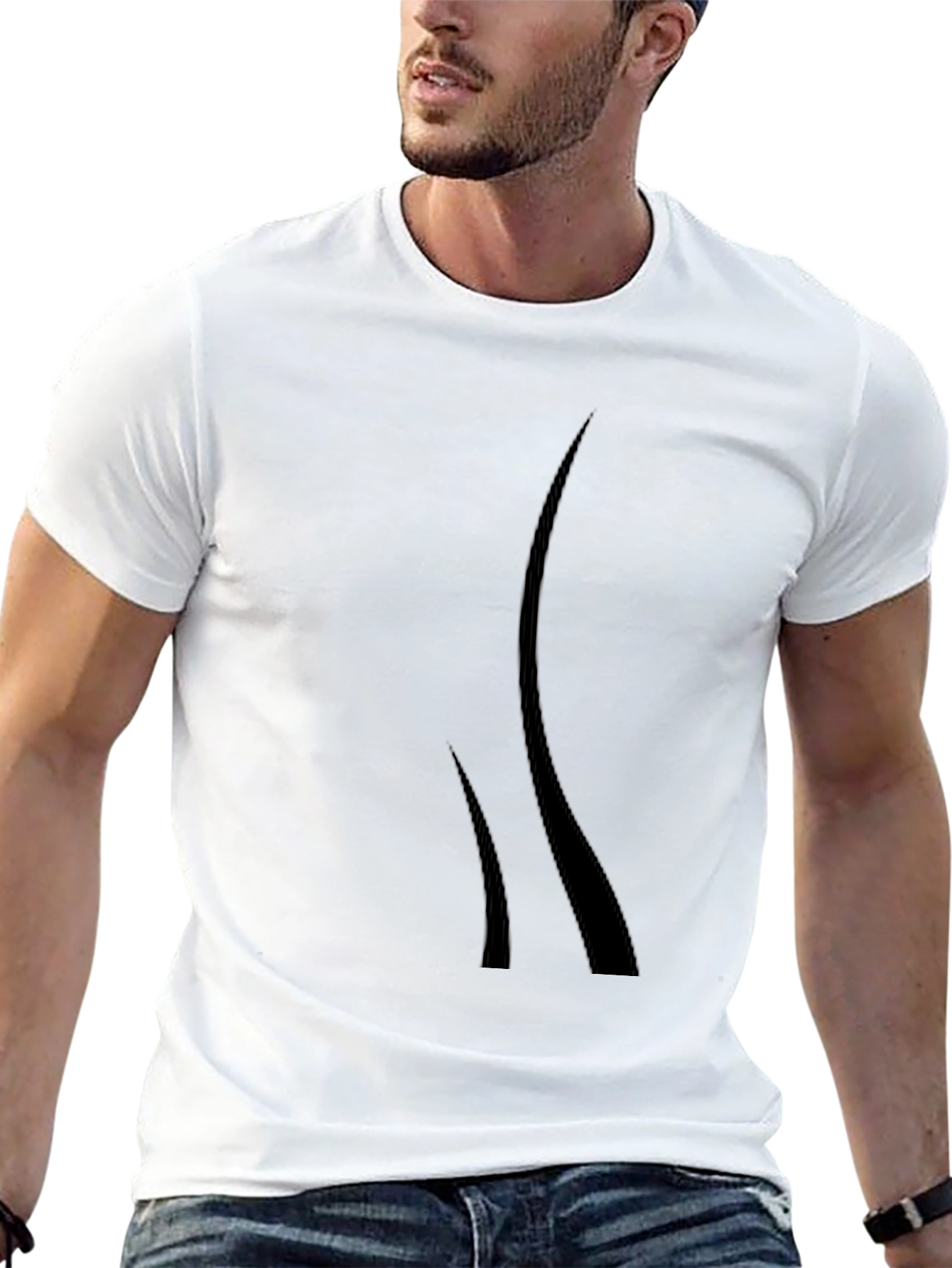 Mens Black Graphic Tee - Modern Design Casual Style