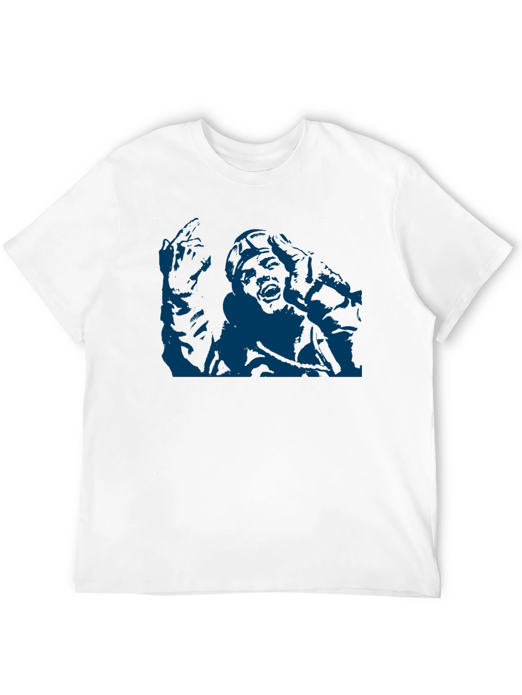 Unique Graphic Tee - Bold Blue Print on Black