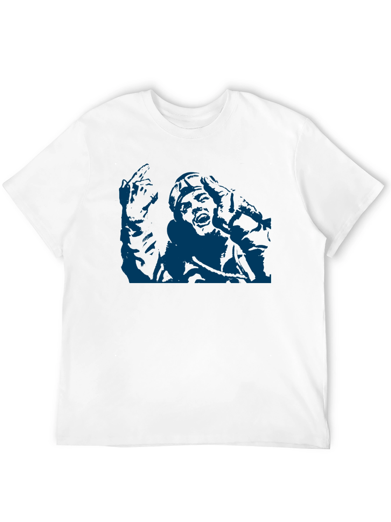 Unique Graphic Tee - Bold Blue Print on Black