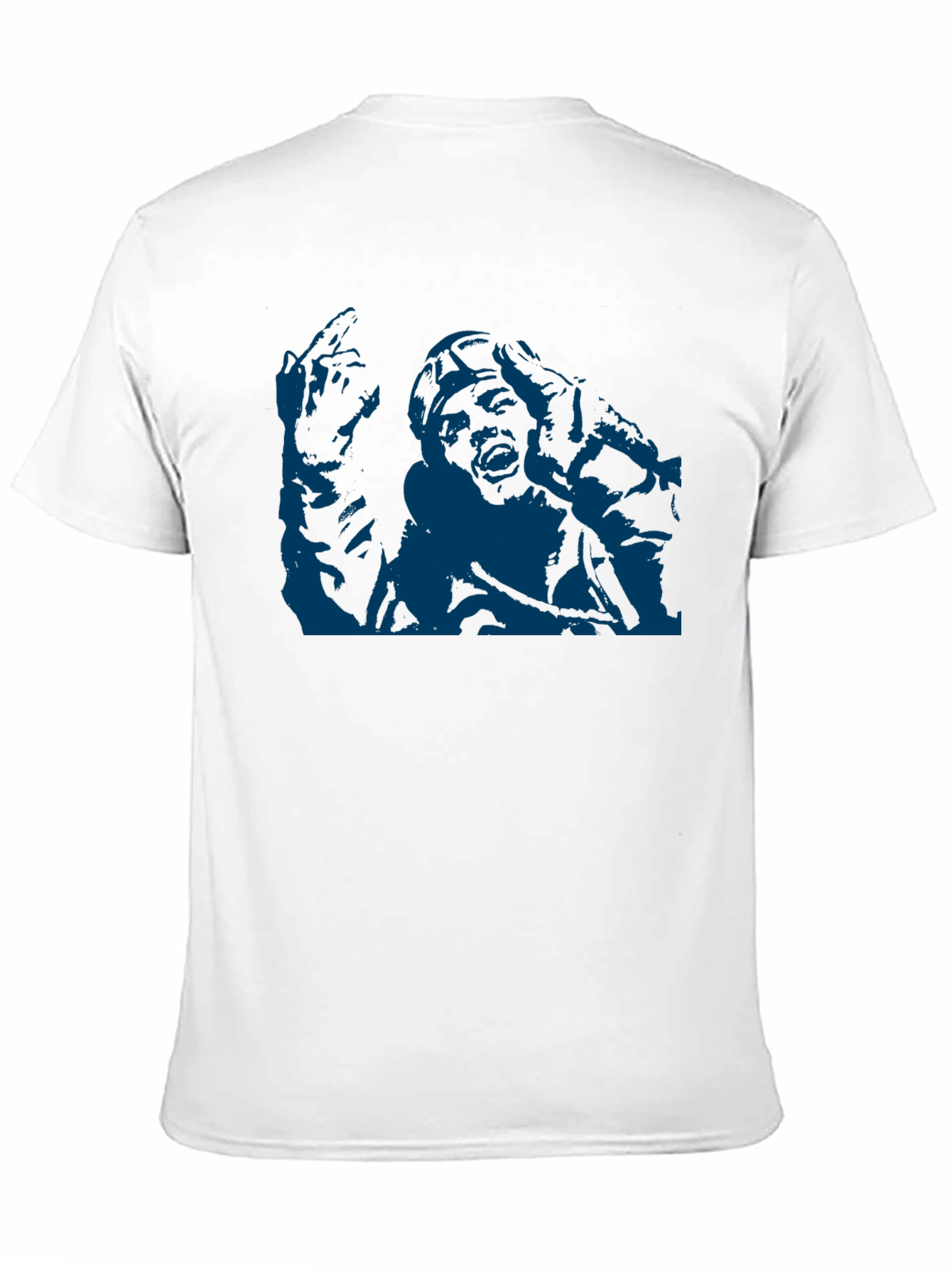 Unique Graphic Tee - Bold Blue Print on Black