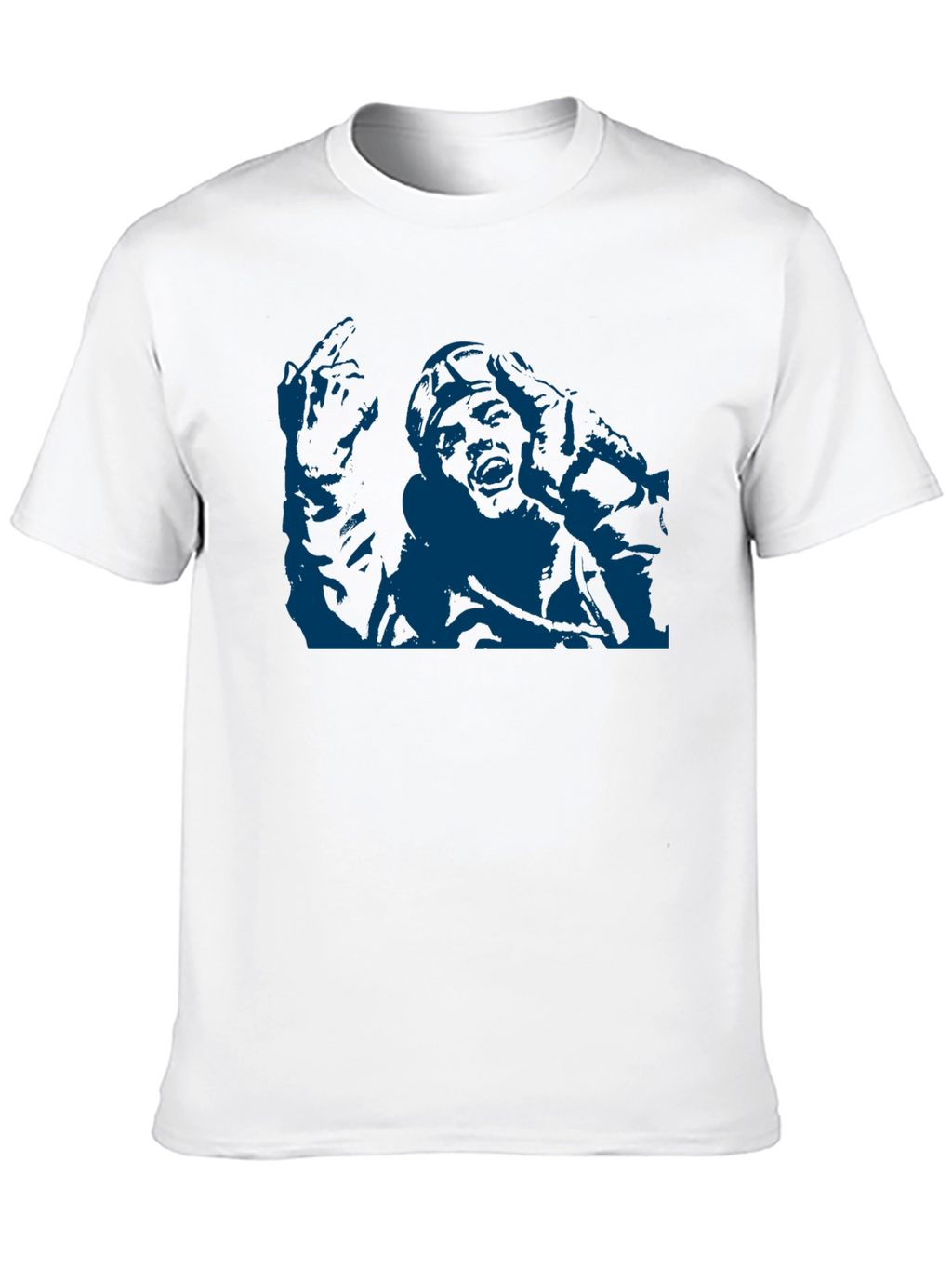 Unique Graphic Tee - Bold Blue Print on Black