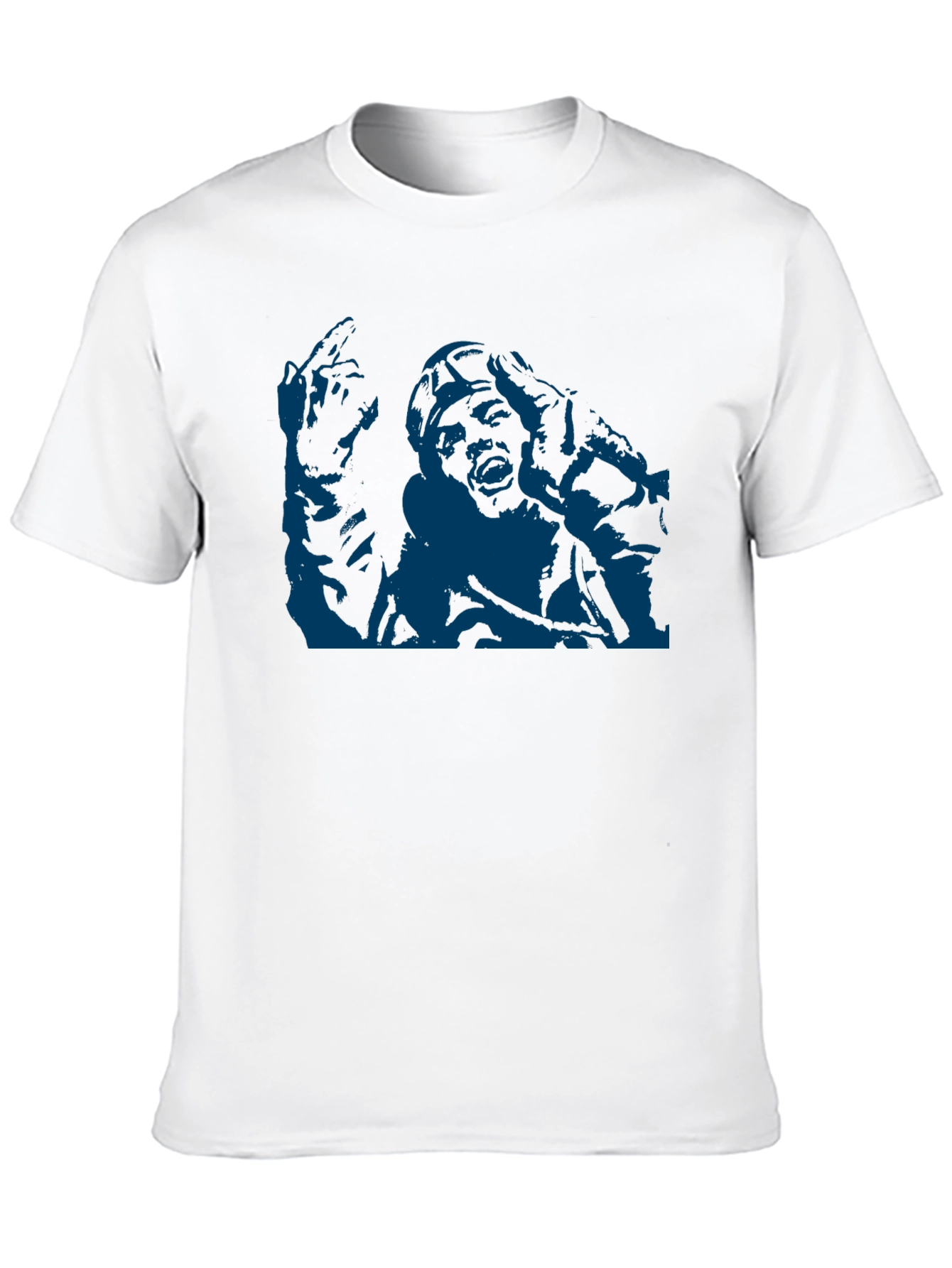 Unique Graphic Tee - Bold Blue Print on Black