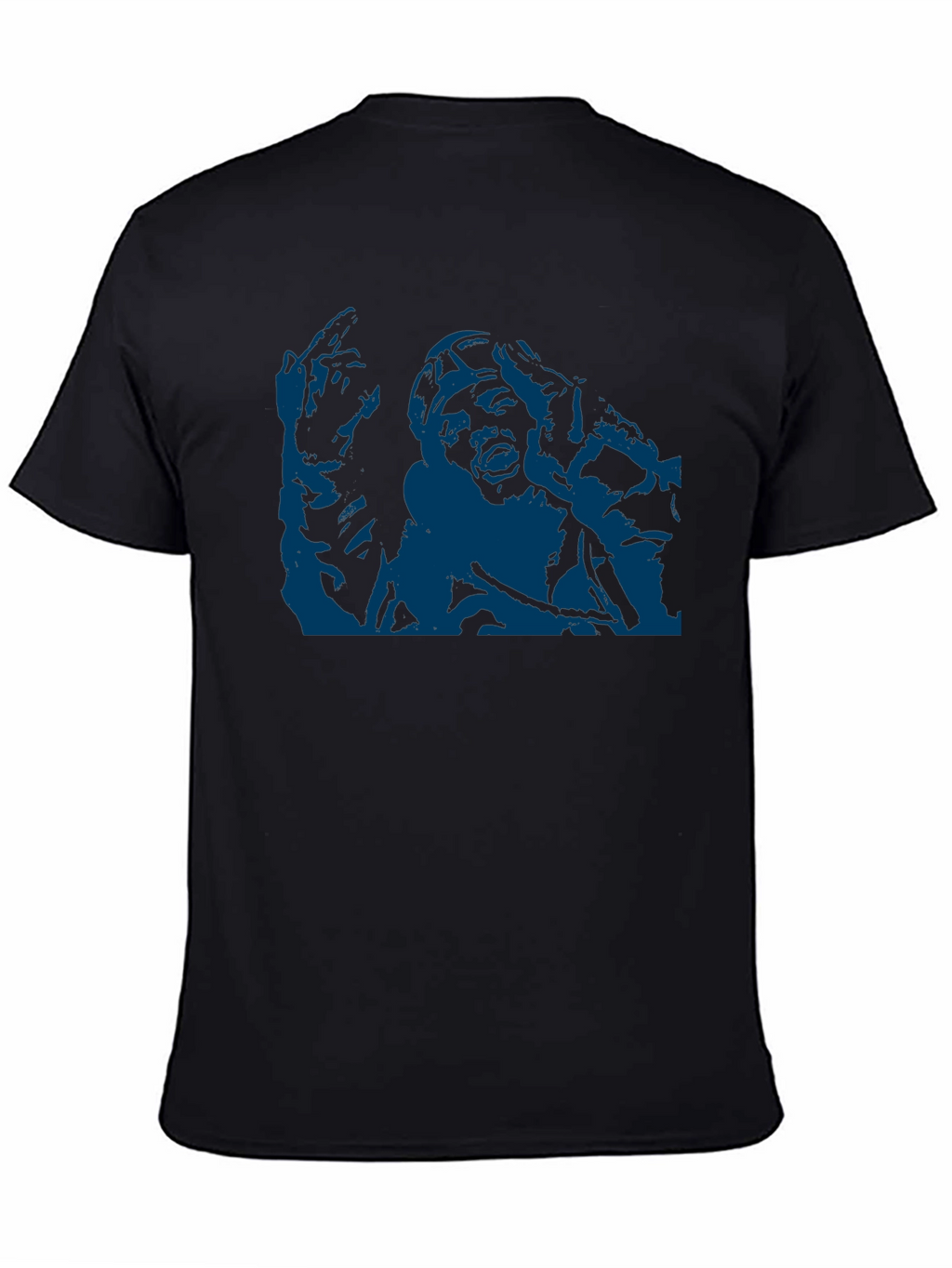 Unique Graphic Tee - Bold Blue Print on Black