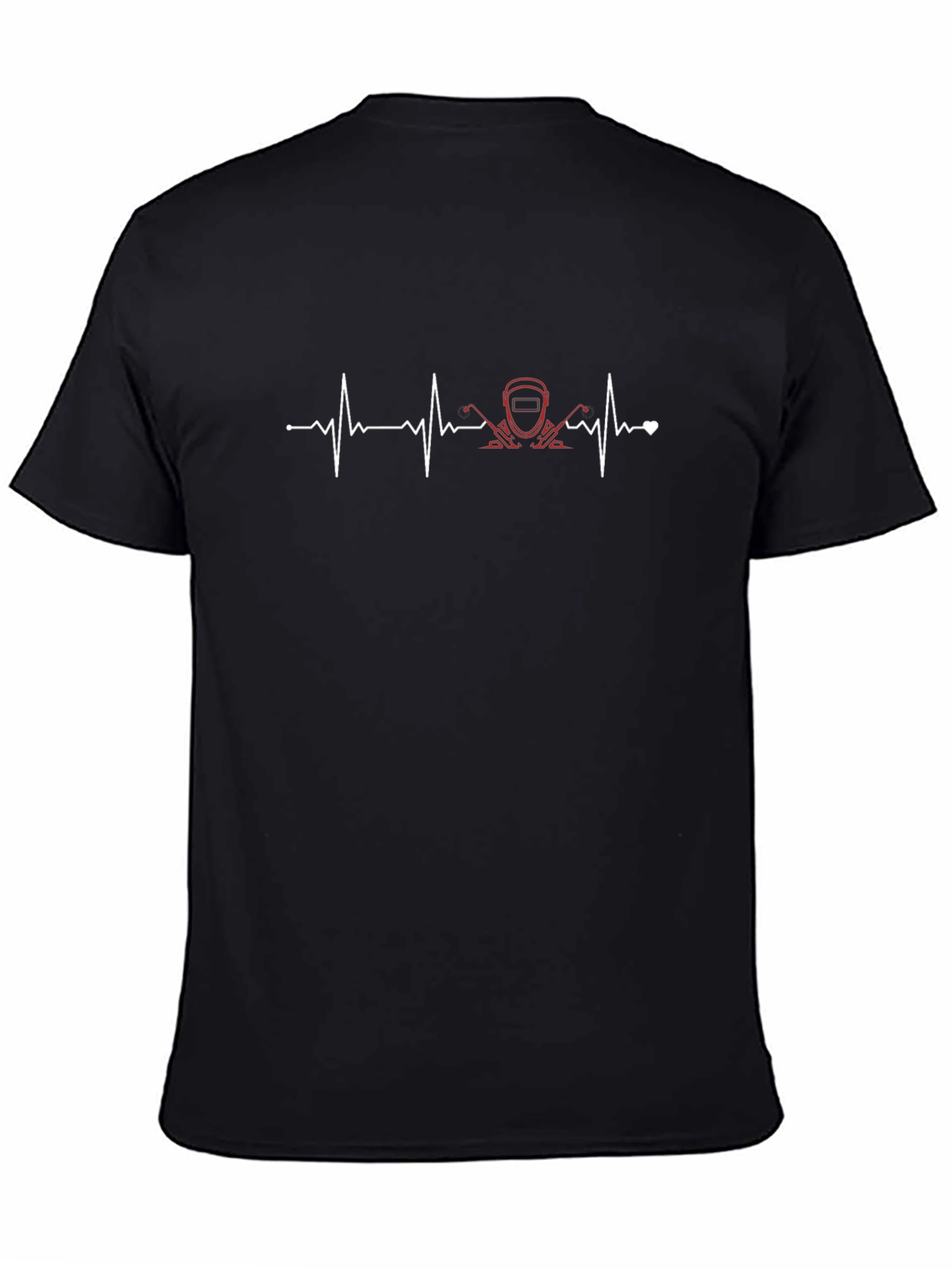 Welder Heartbeat Graphic T-Shirt - Black Cotton