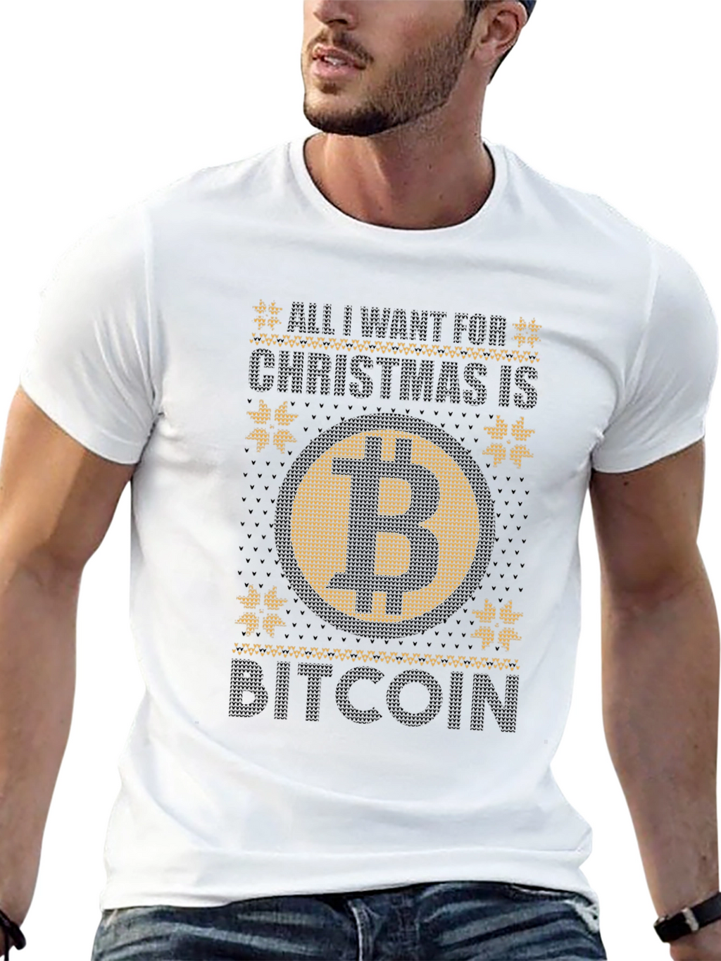 Bitcoin Christmas Sweater Graphic Tee