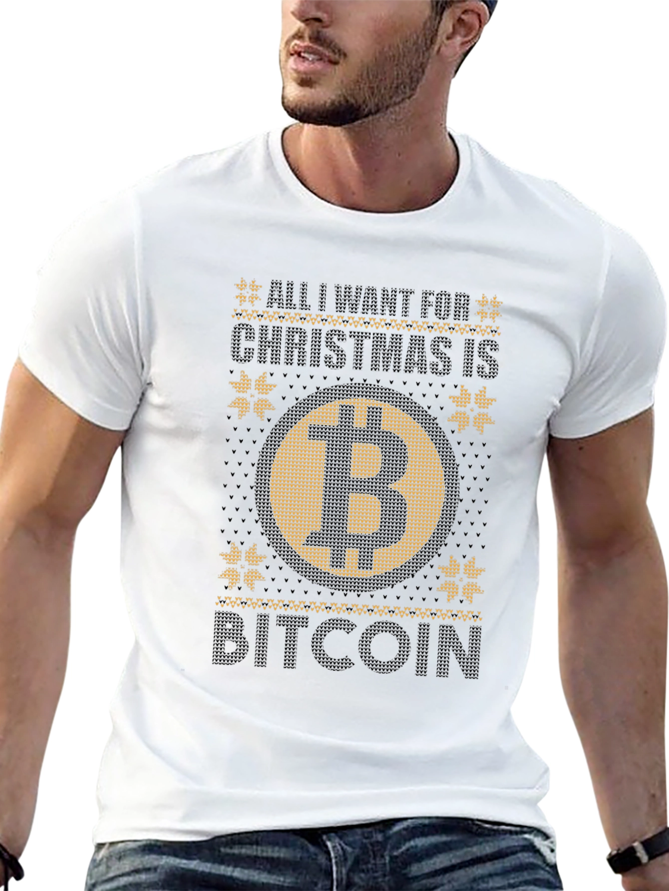 Bitcoin Christmas Sweater Graphic Tee