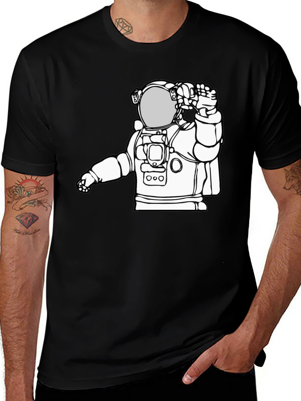 Astronaut Graphic Tee - Black Cotton T-Shirt