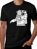 Astronaut Graphic Tee - Black Cotton T-Shirt