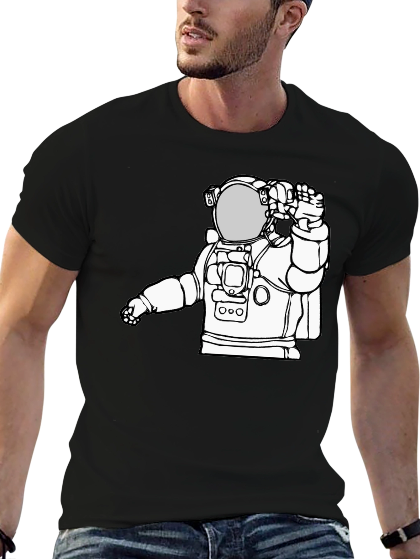 Astronaut Graphic Tee - Black Cotton T-Shirt
