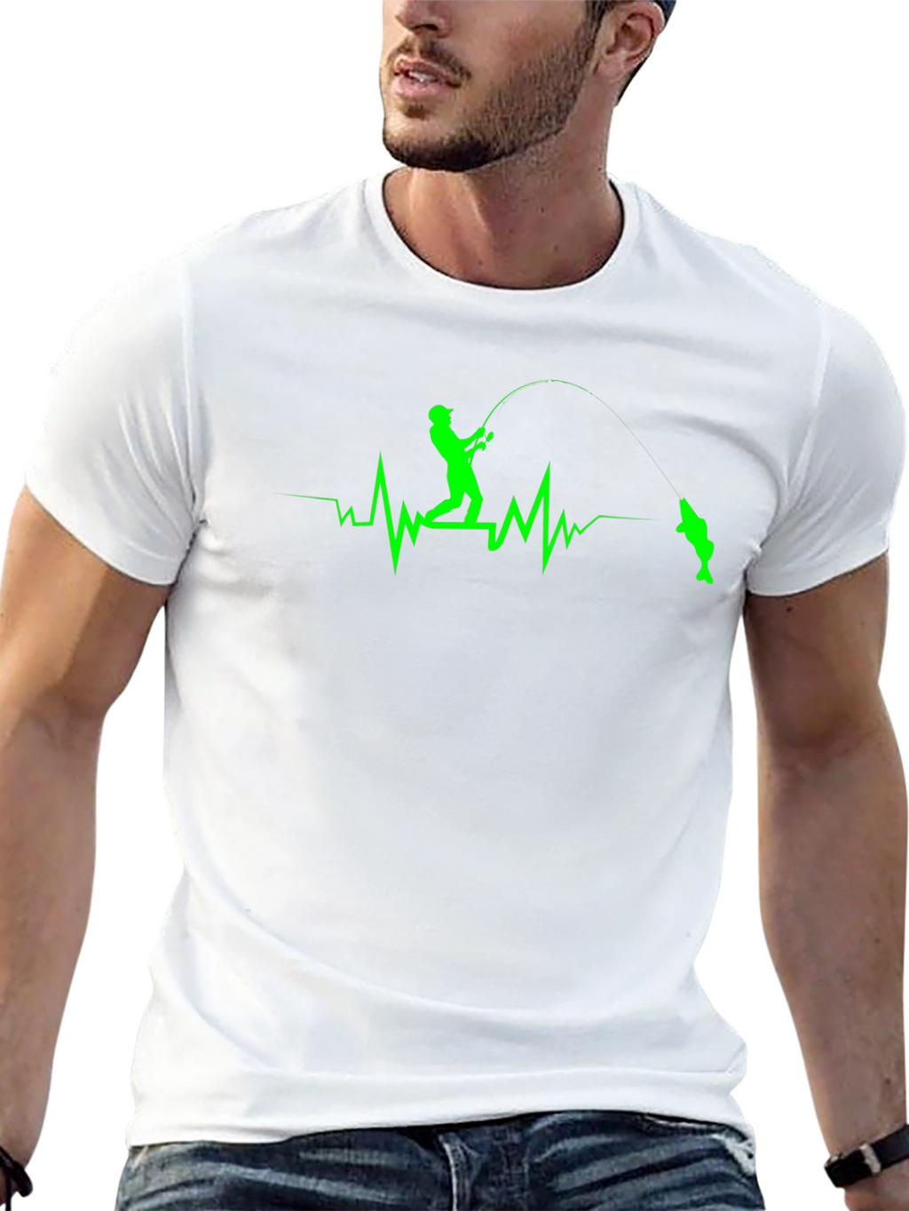 Fisherman Heartbeat T-Shirt - Black