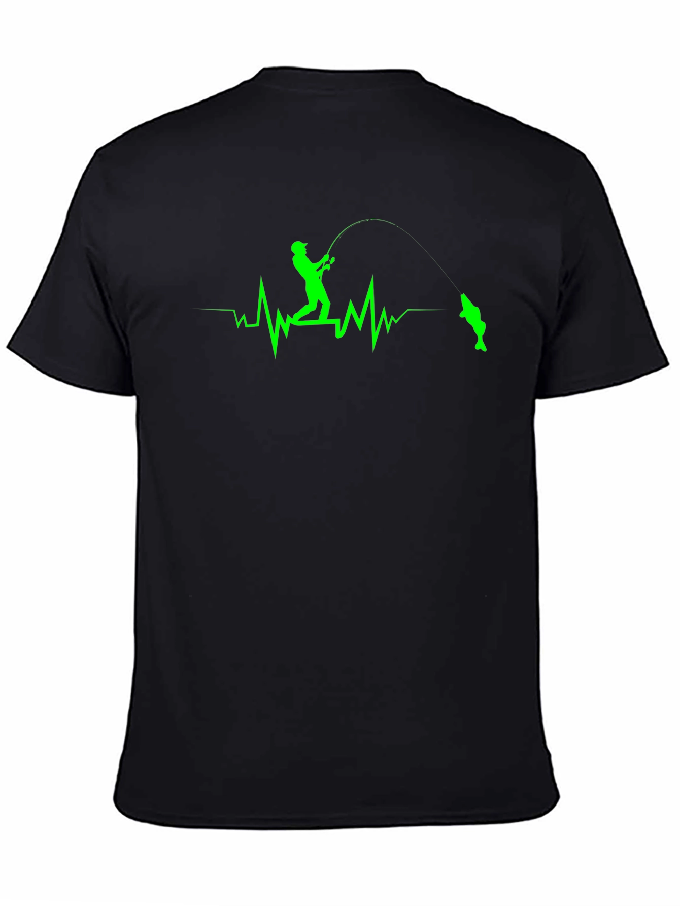 Fisherman Heartbeat T-Shirt - Black