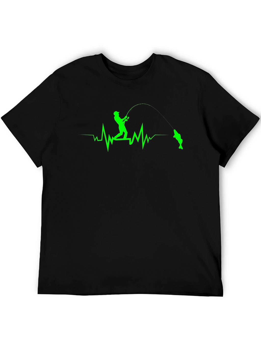 Fisherman Heartbeat T-Shirt - Black