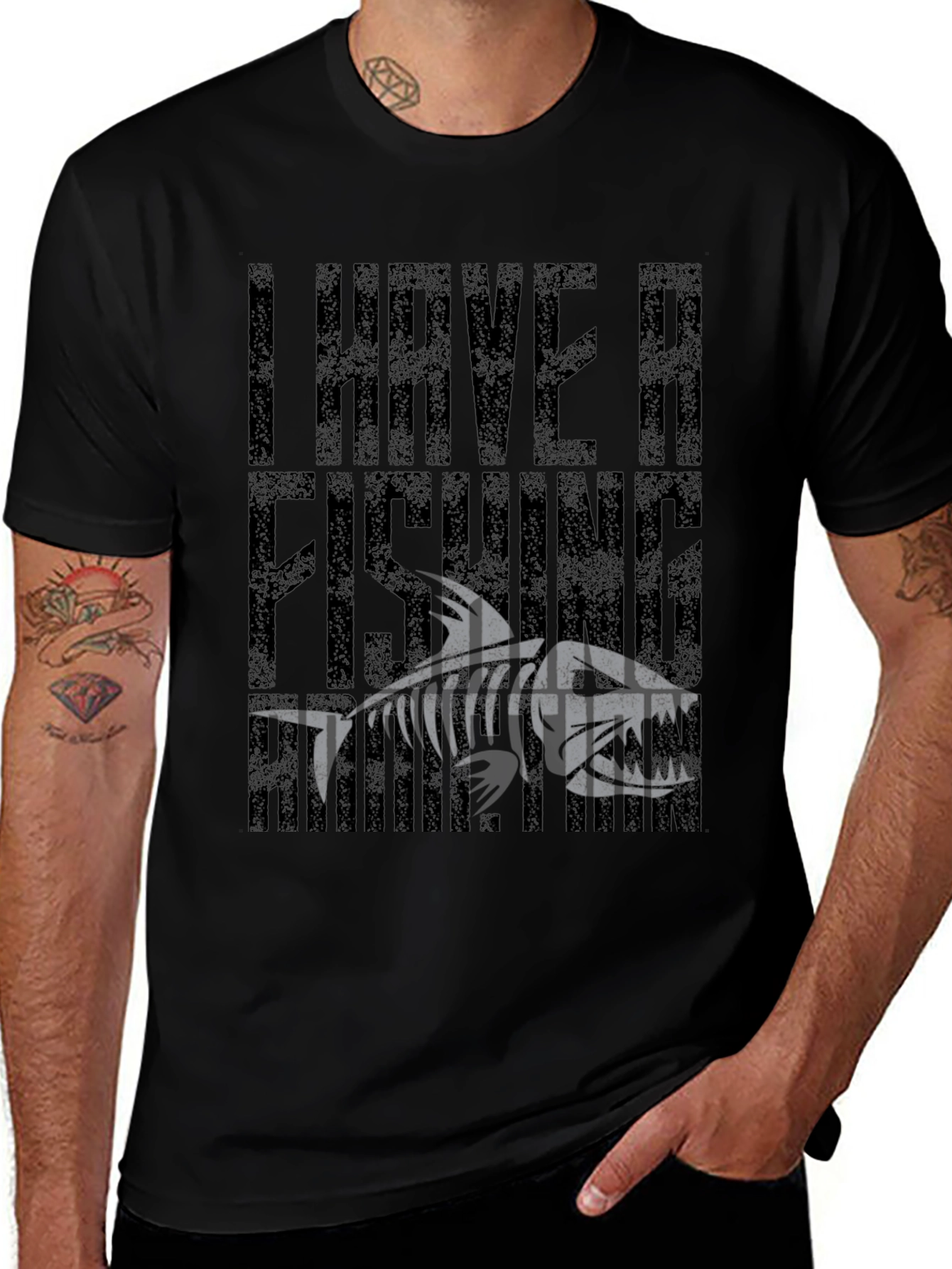 I Have A Fishing Problem Black Graphic T-Shirt
