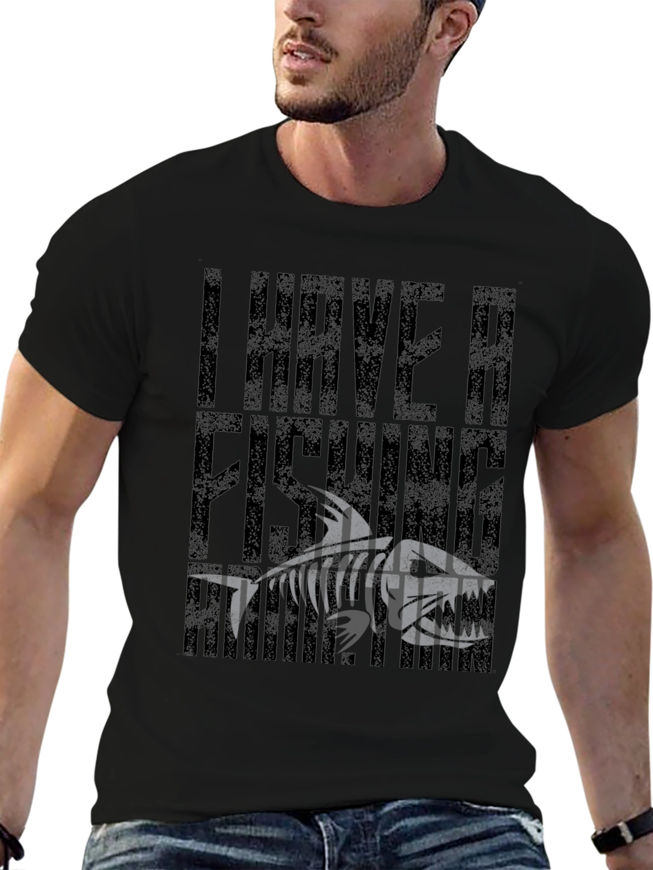 I Have A Fishing Problem Black Graphic T-Shirt