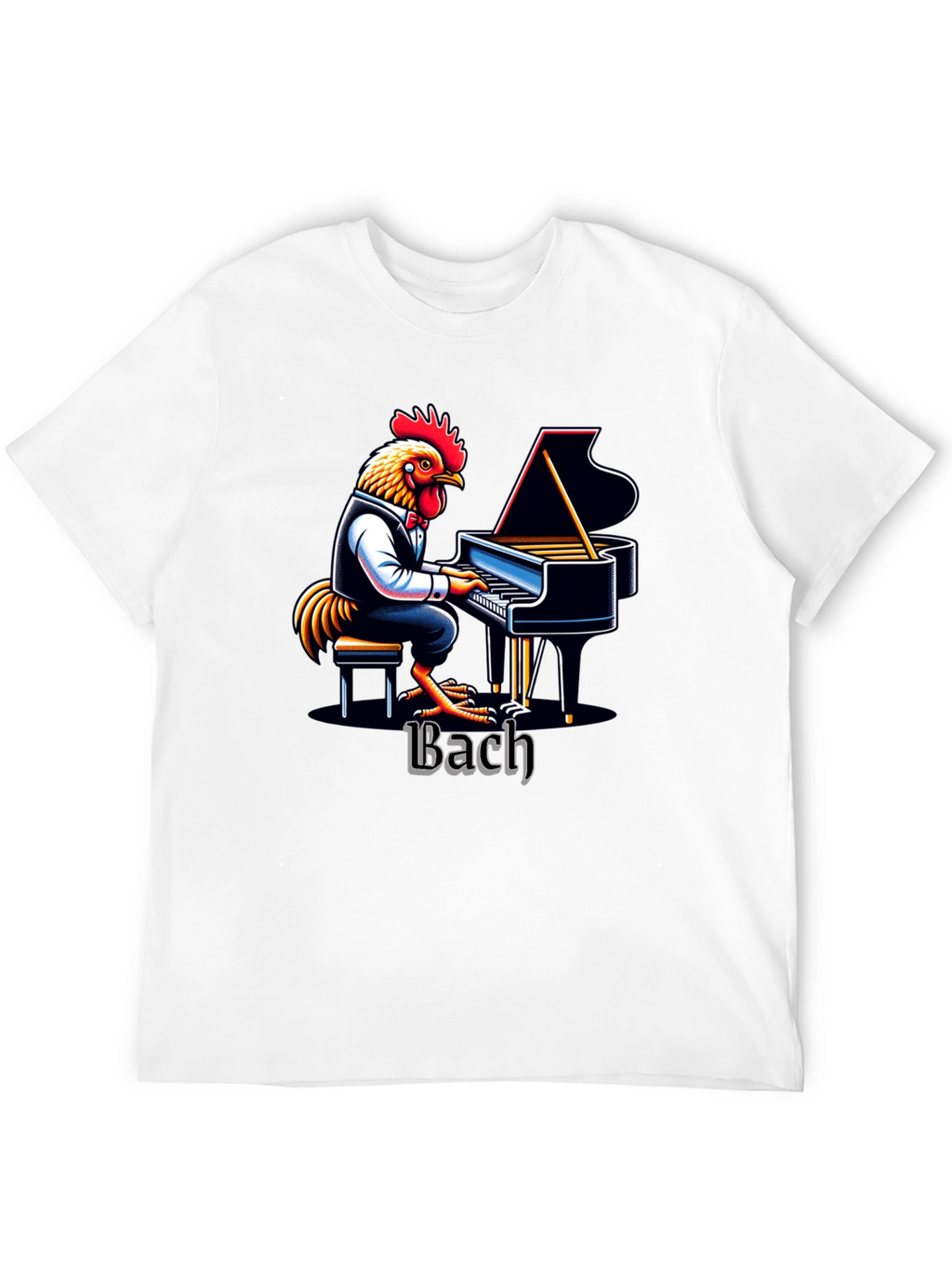 Bach Chicken Pianist Graphic Tee