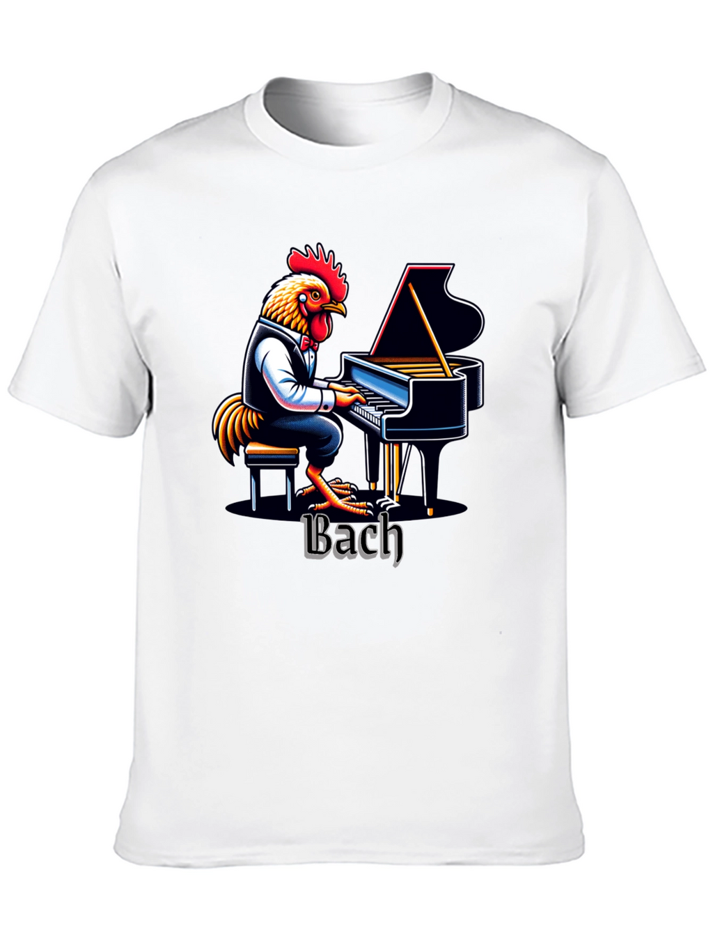Bach Chicken Pianist Graphic Tee