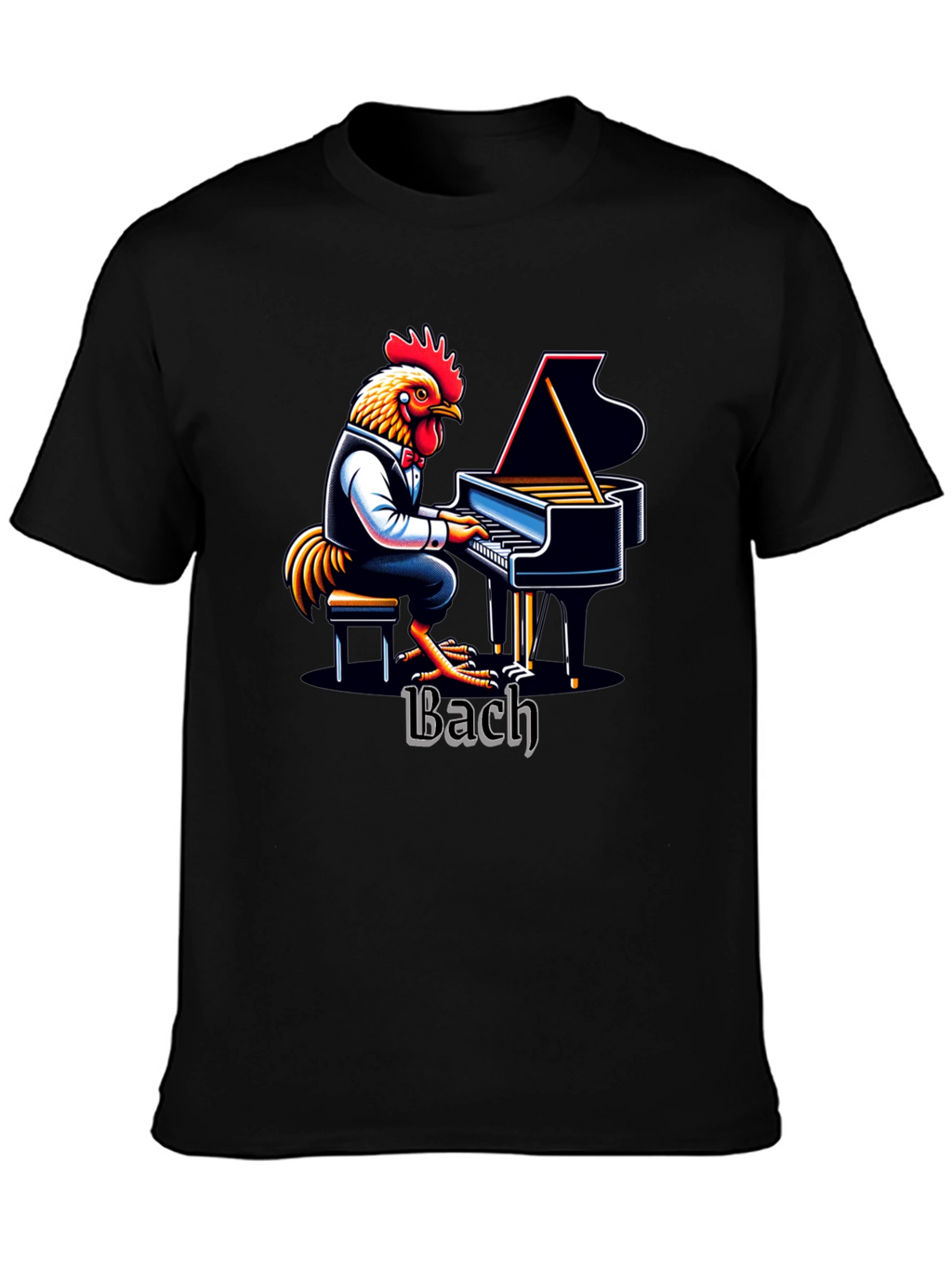 Bach Chicken Pianist Graphic Tee