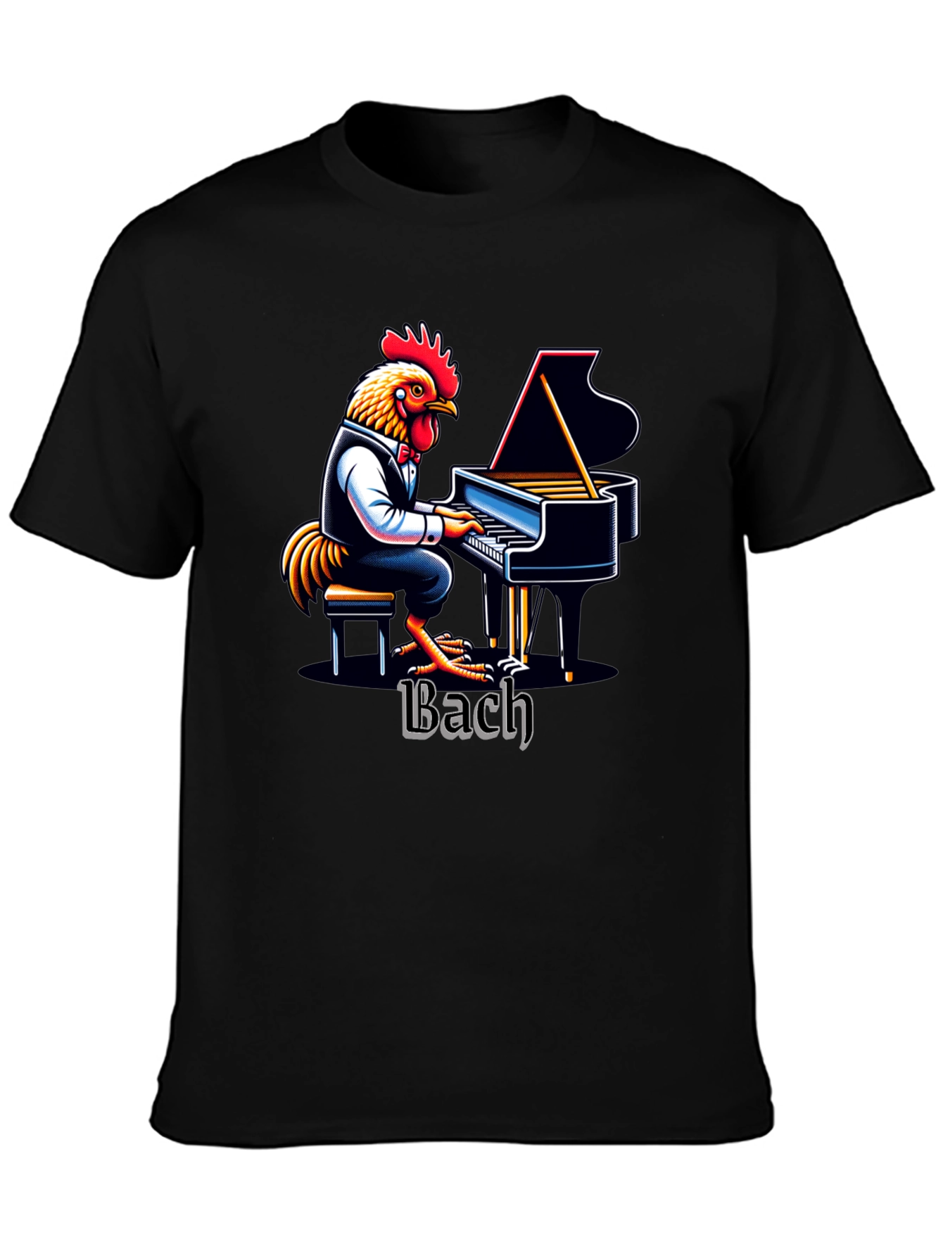 Bach Chicken Pianist Graphic Tee
