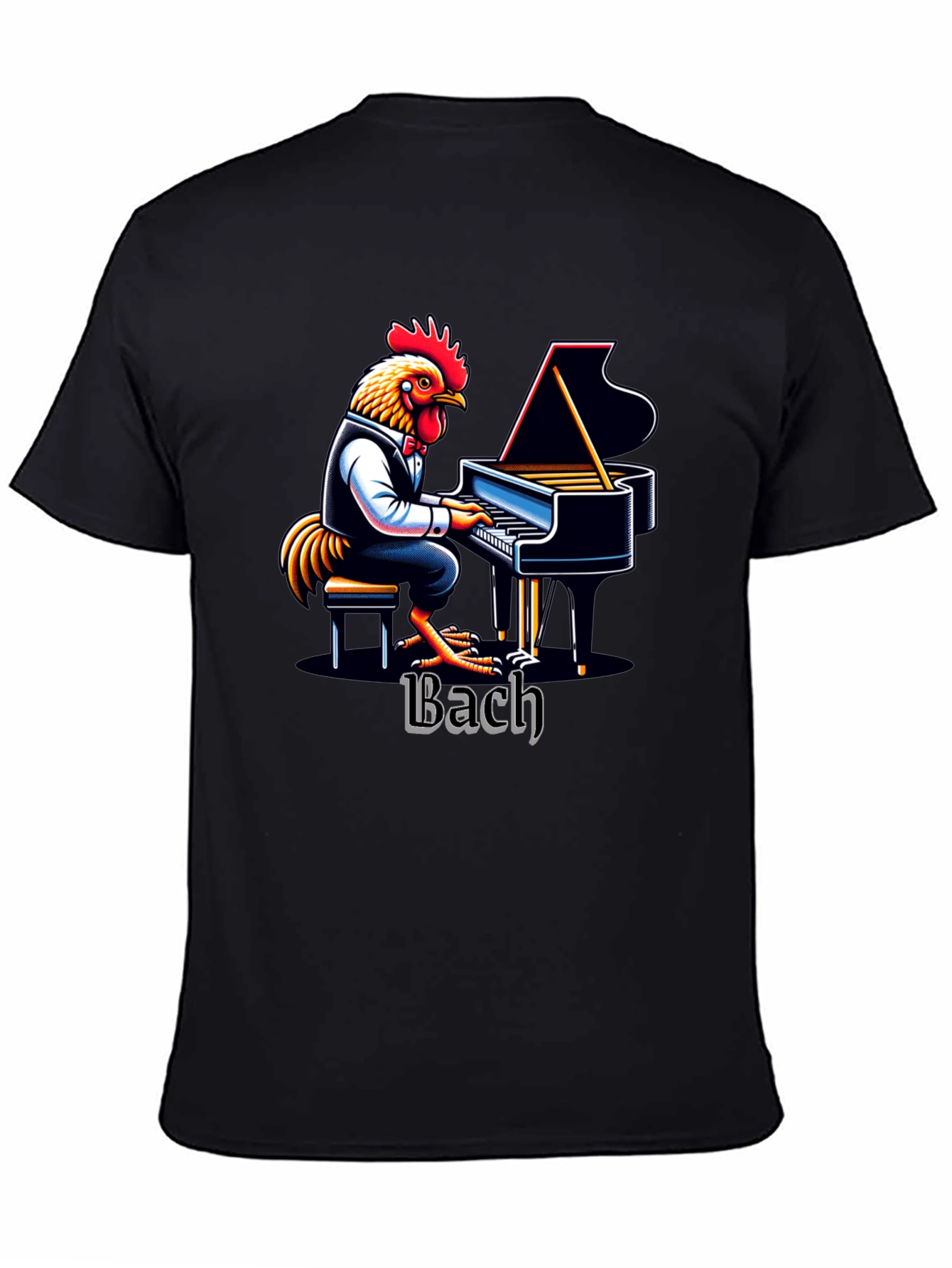 Bach Chicken Pianist Graphic Tee