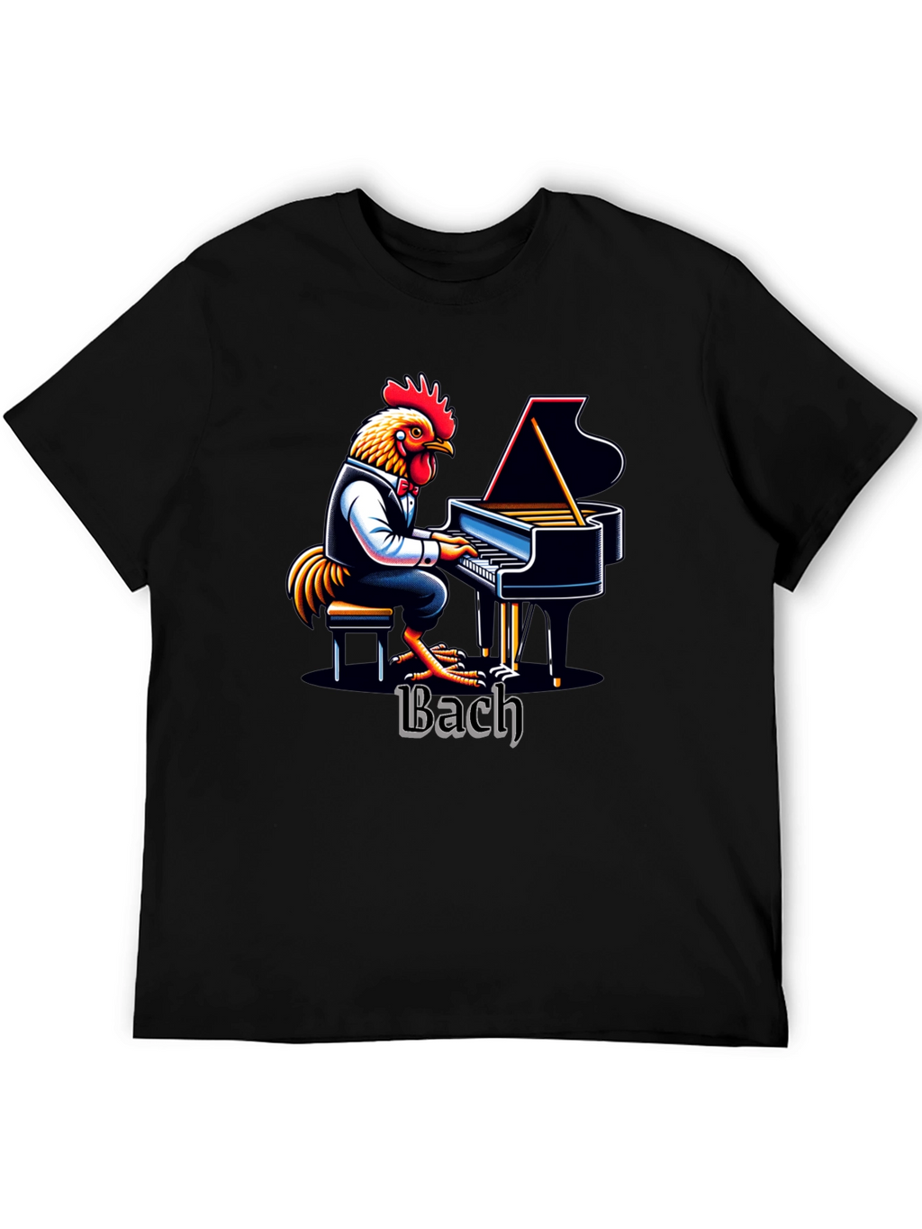 Bach Chicken Pianist Graphic Tee