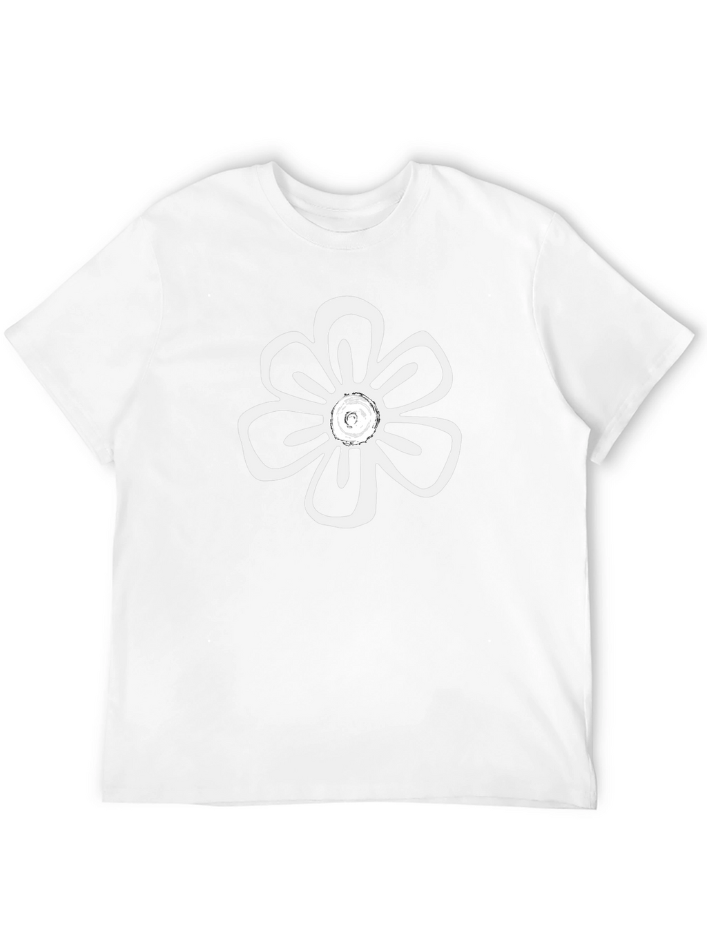 Black T-Shirt with White Flower Print