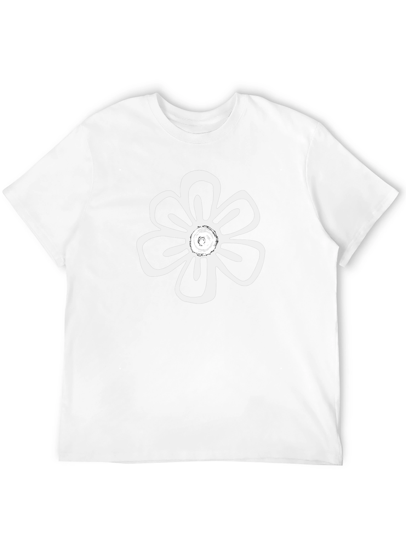 Black T-Shirt with White Flower Print