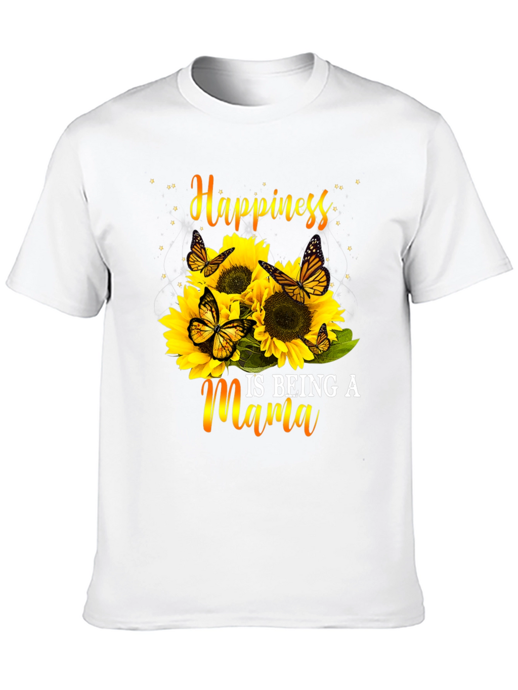 Happiness Is Being A Mama Sunflower Butterfly Graphic Tee