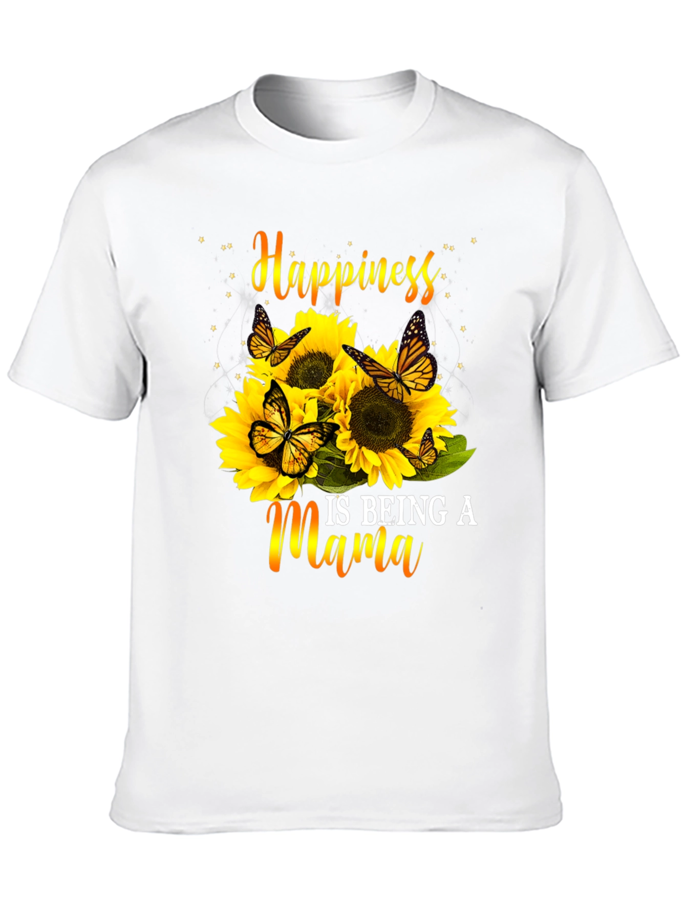 Happiness Is Being A Mama Sunflower Butterfly Graphic Tee