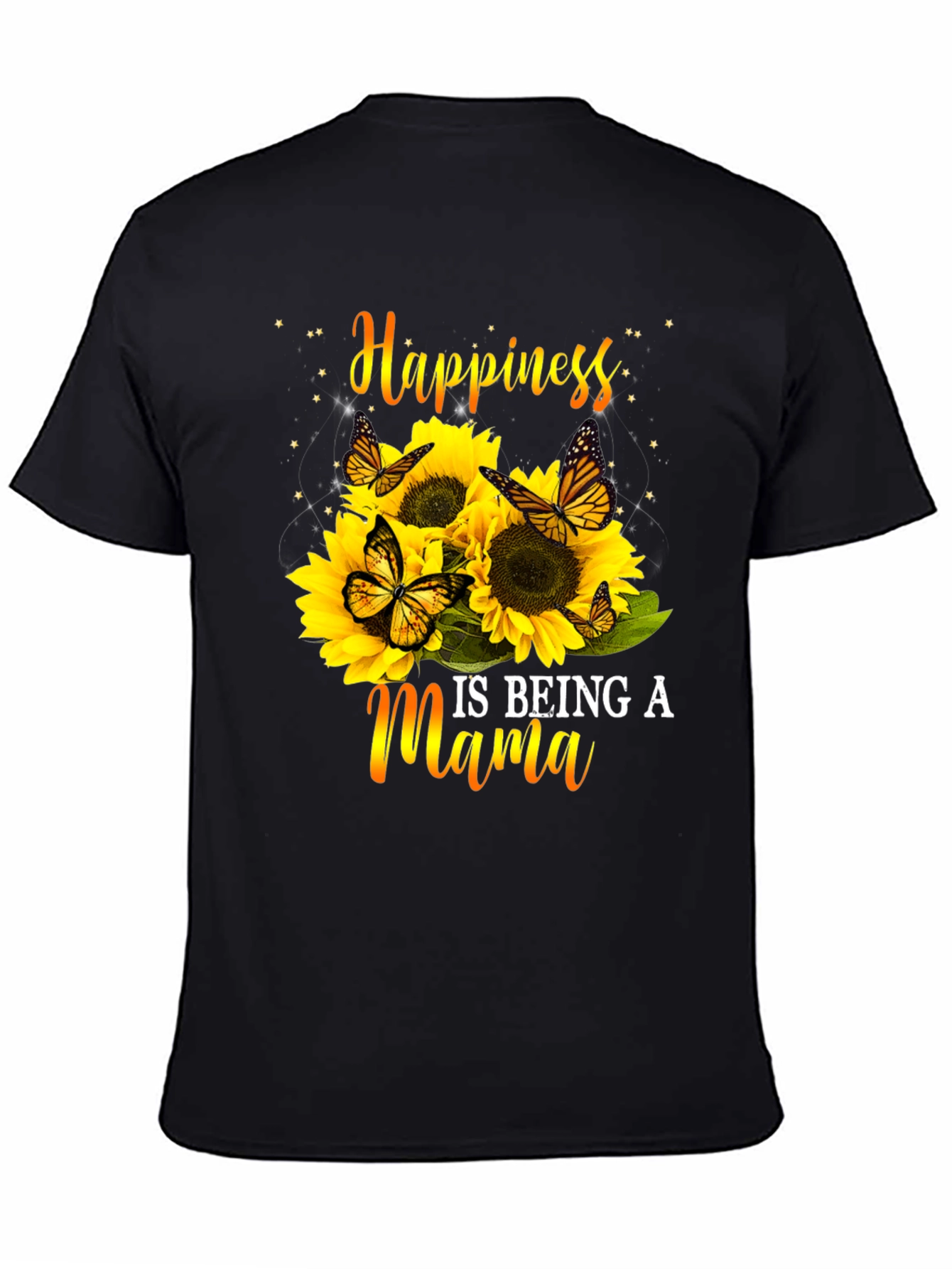 Happiness Is Being A Mama Sunflower Butterfly Graphic Tee