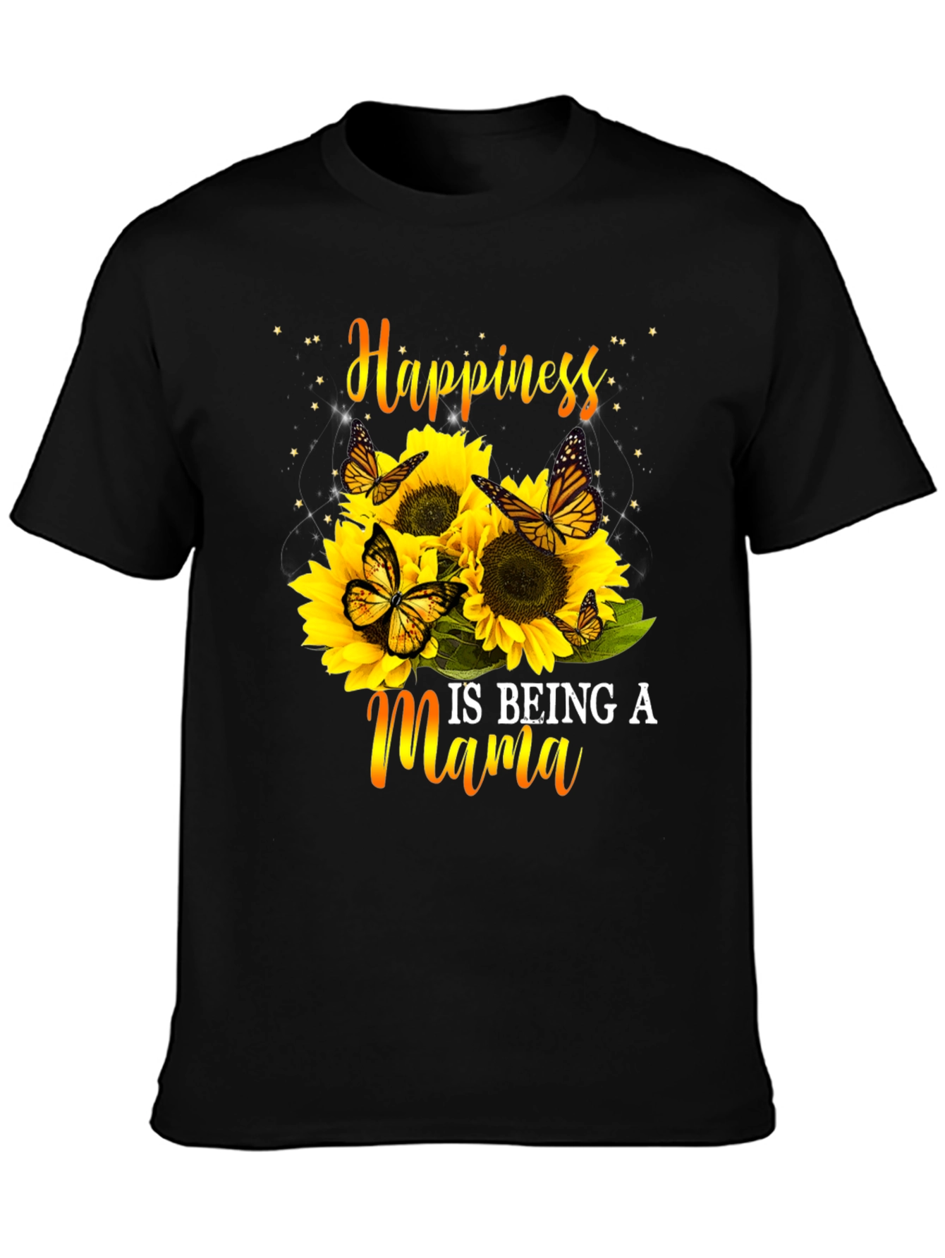 Happiness Is Being A Mama Sunflower Butterfly Graphic Tee