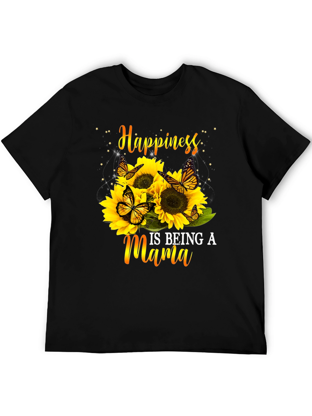 Happiness Is Being A Mama Sunflower Butterfly Graphic Tee