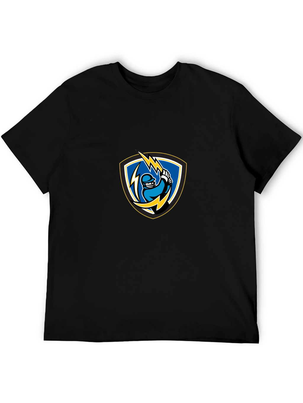 Black T-Shirt with Lightning Baseball Design
