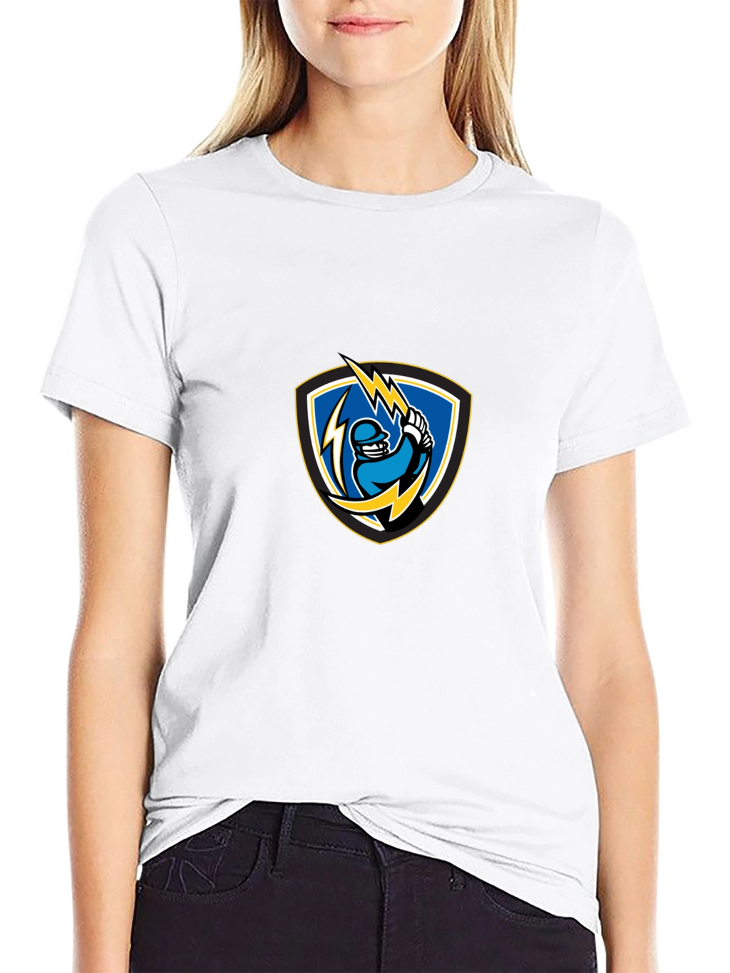 Black T-Shirt with Lightning Baseball Design